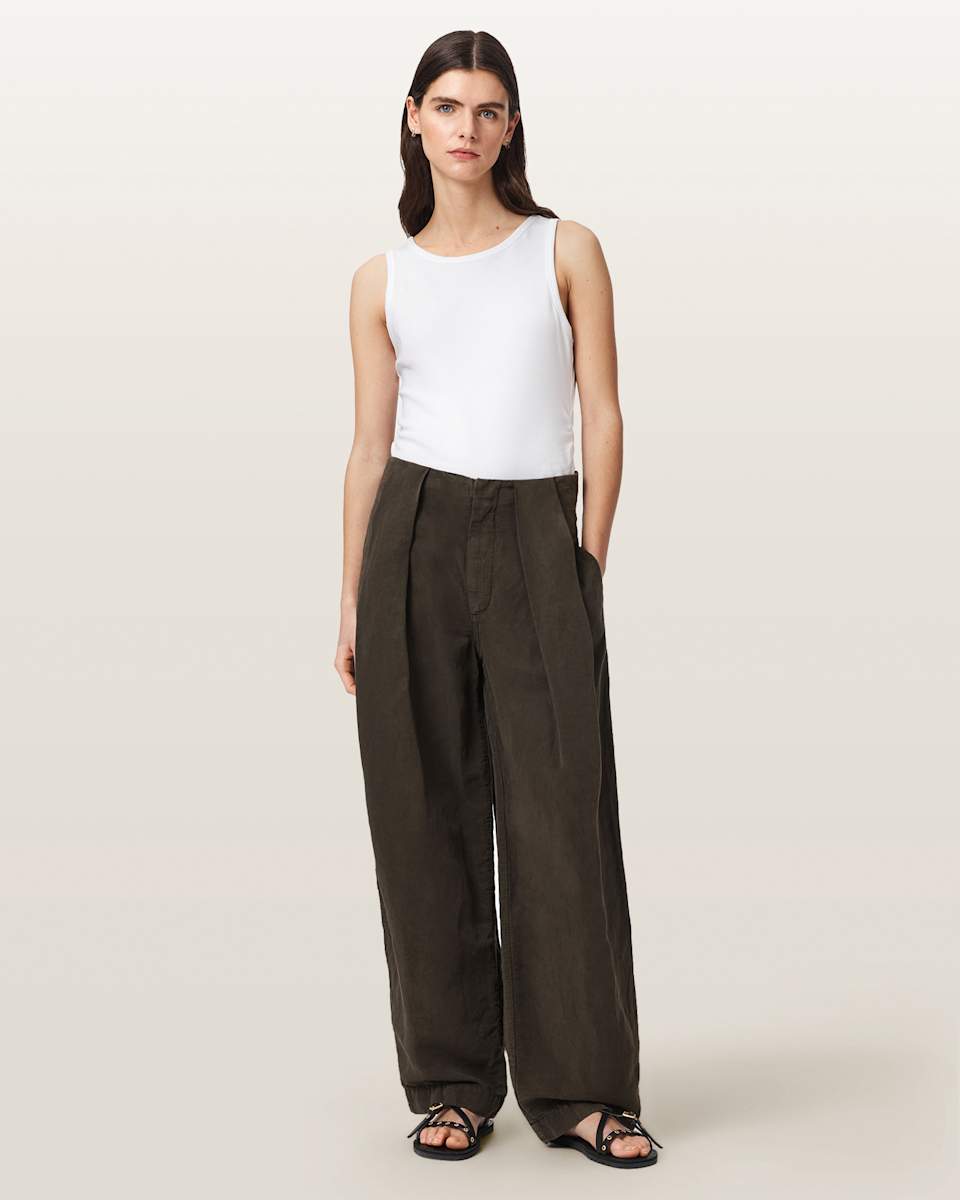 AllSaints Phi Linen-Blend Wide Leg Pants