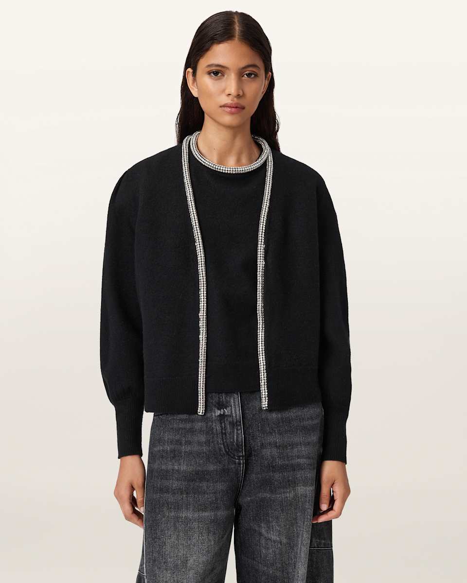 AllSaints Odell Embellished Wool Cardigan