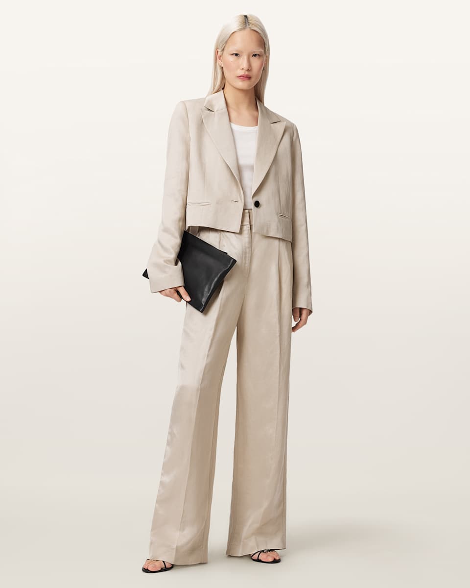 Helena Tailored Wide Leg Linen Blend Pants