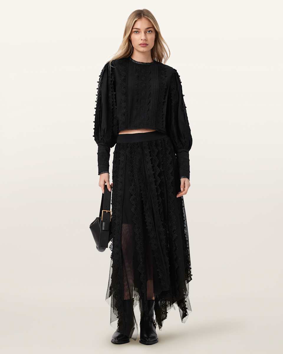 AllSaints Vashtie Lace Maxi Skirt