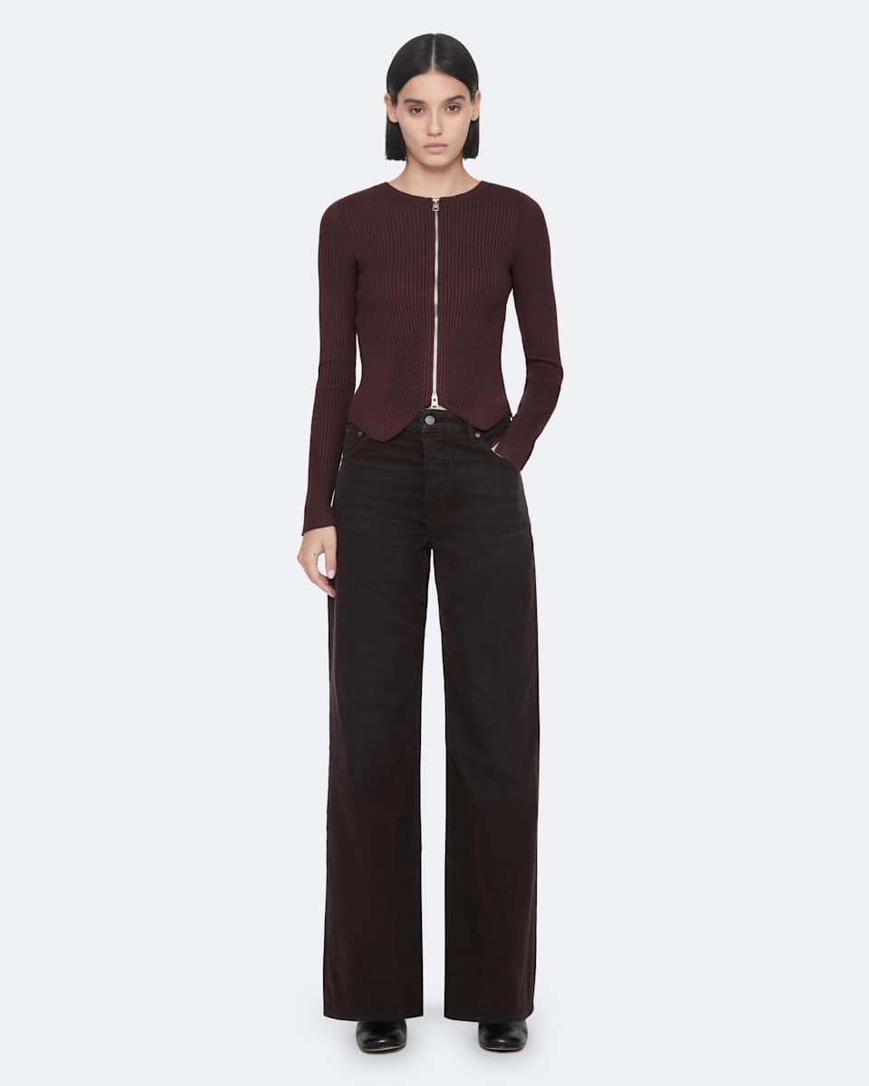 AllSaints Cruz Dual Zip Ribbed Cardigan