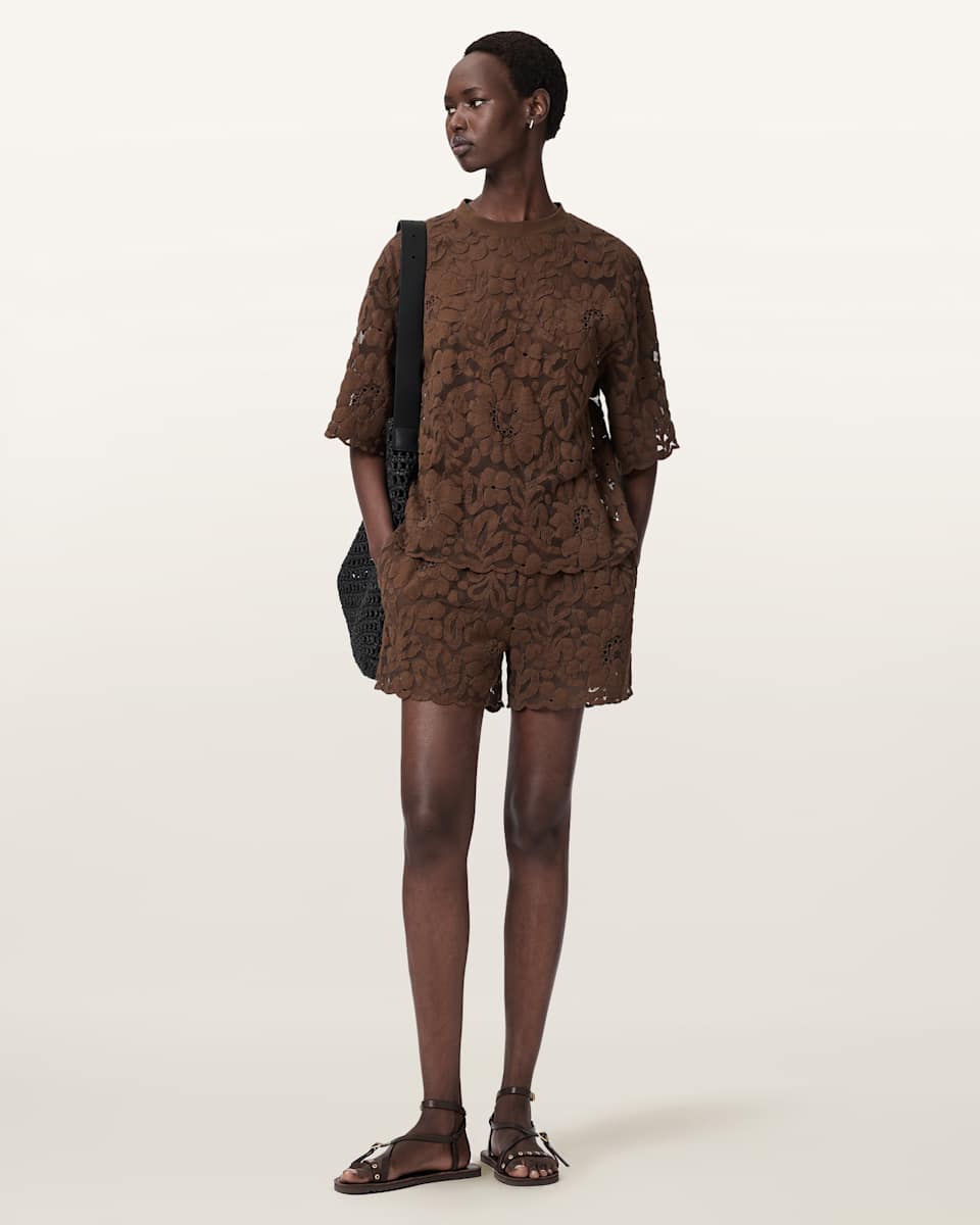 Amelie Mid Rise Relaxed Lace Shorts