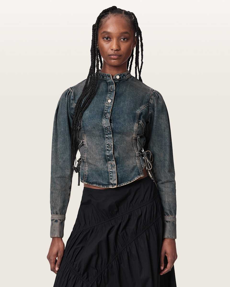 AllSaints Evanna Denim Fitted Shirt