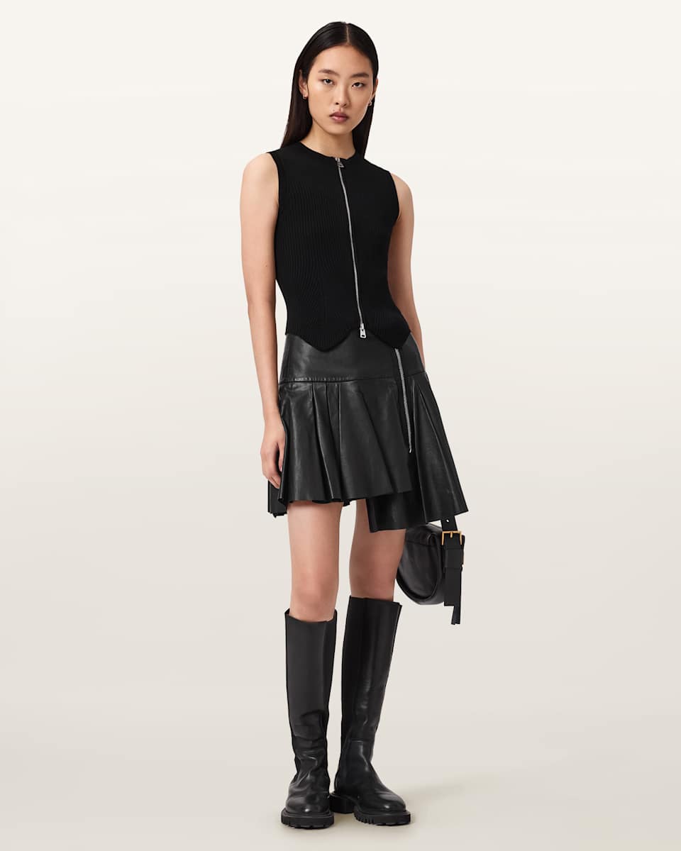 AllSaints Irina Leather Mini Skirt