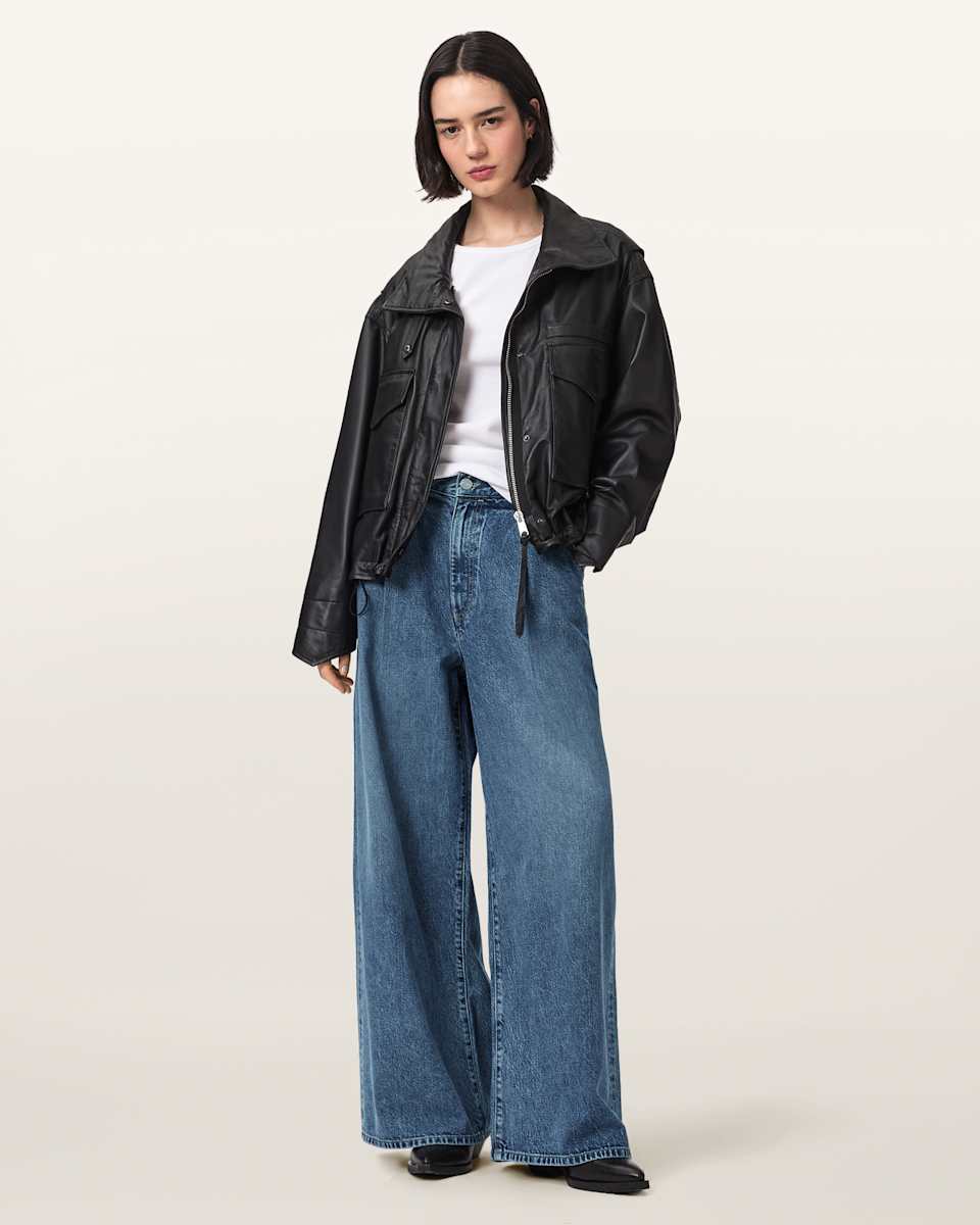 Haze Wide Leg Pleated Jeans