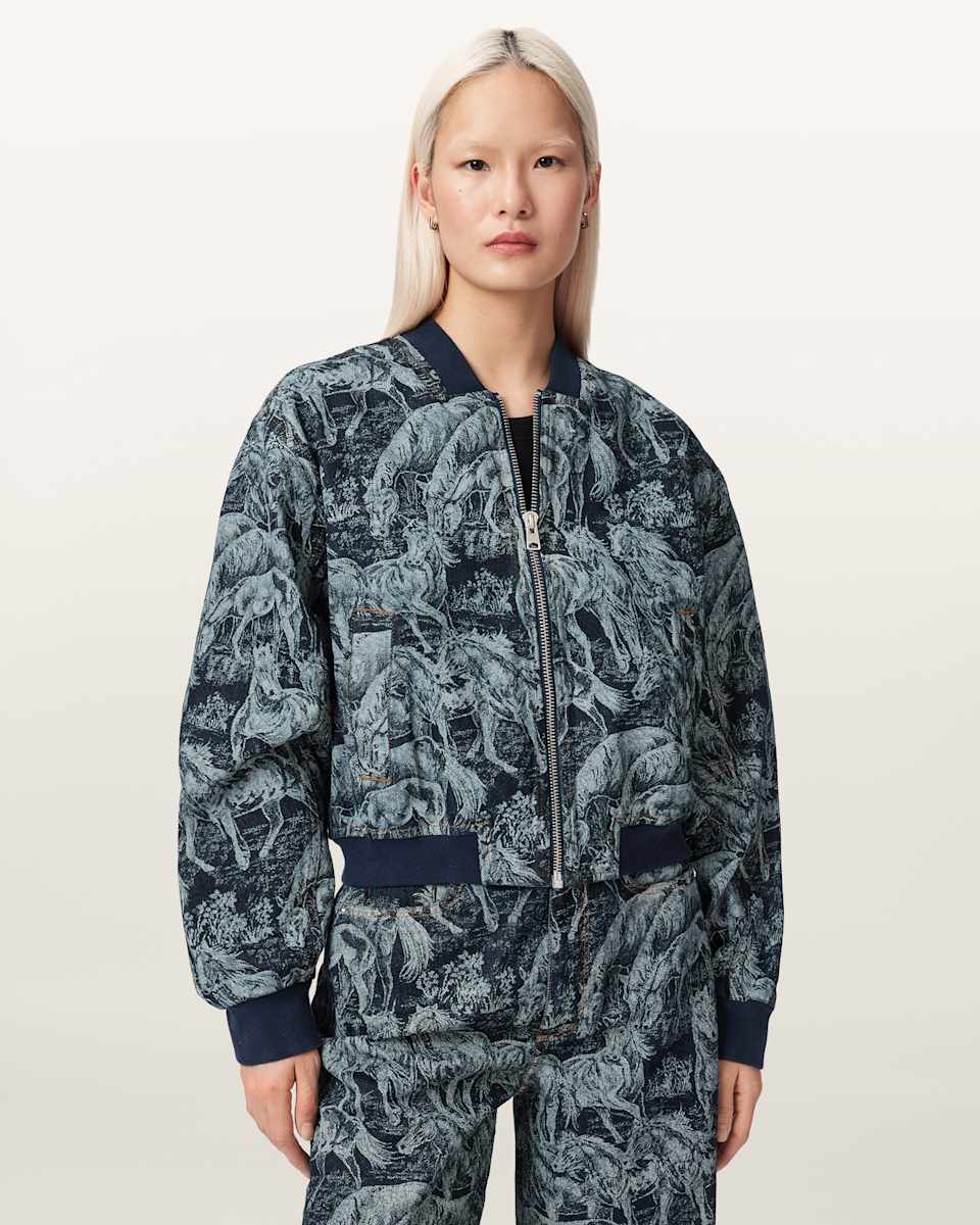 AllSaints Kaytra Printed Denim Bomber