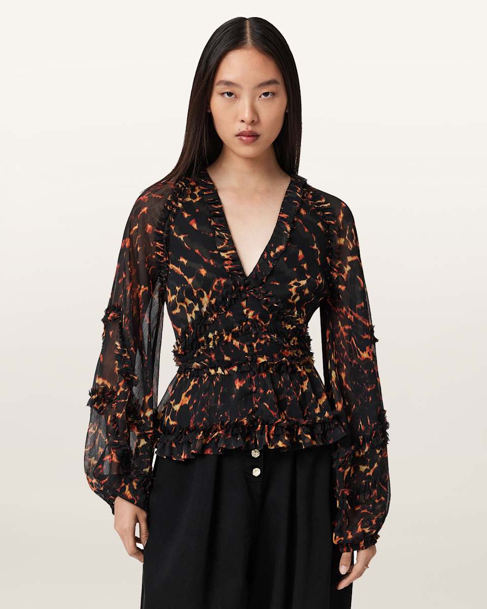 AllSaints Silvie Ruffled Top