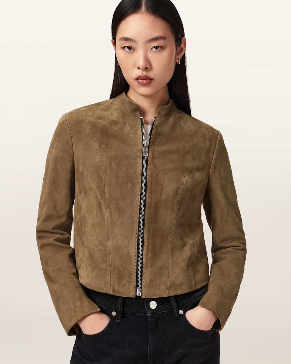 AllSaints Sadler Slim Fit Suede Jacket