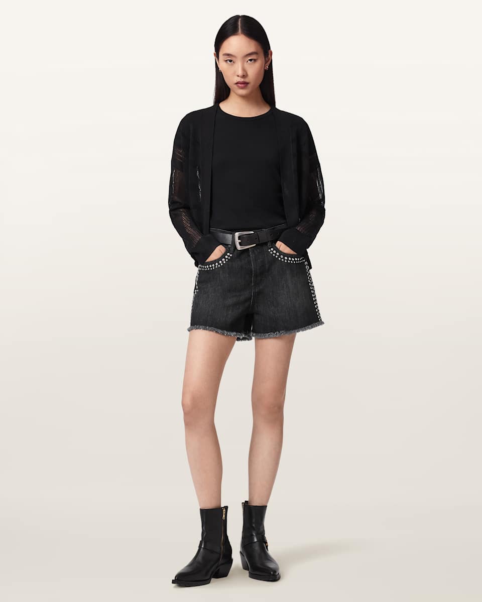 Heidi High Waisted Stud Denim Shorts