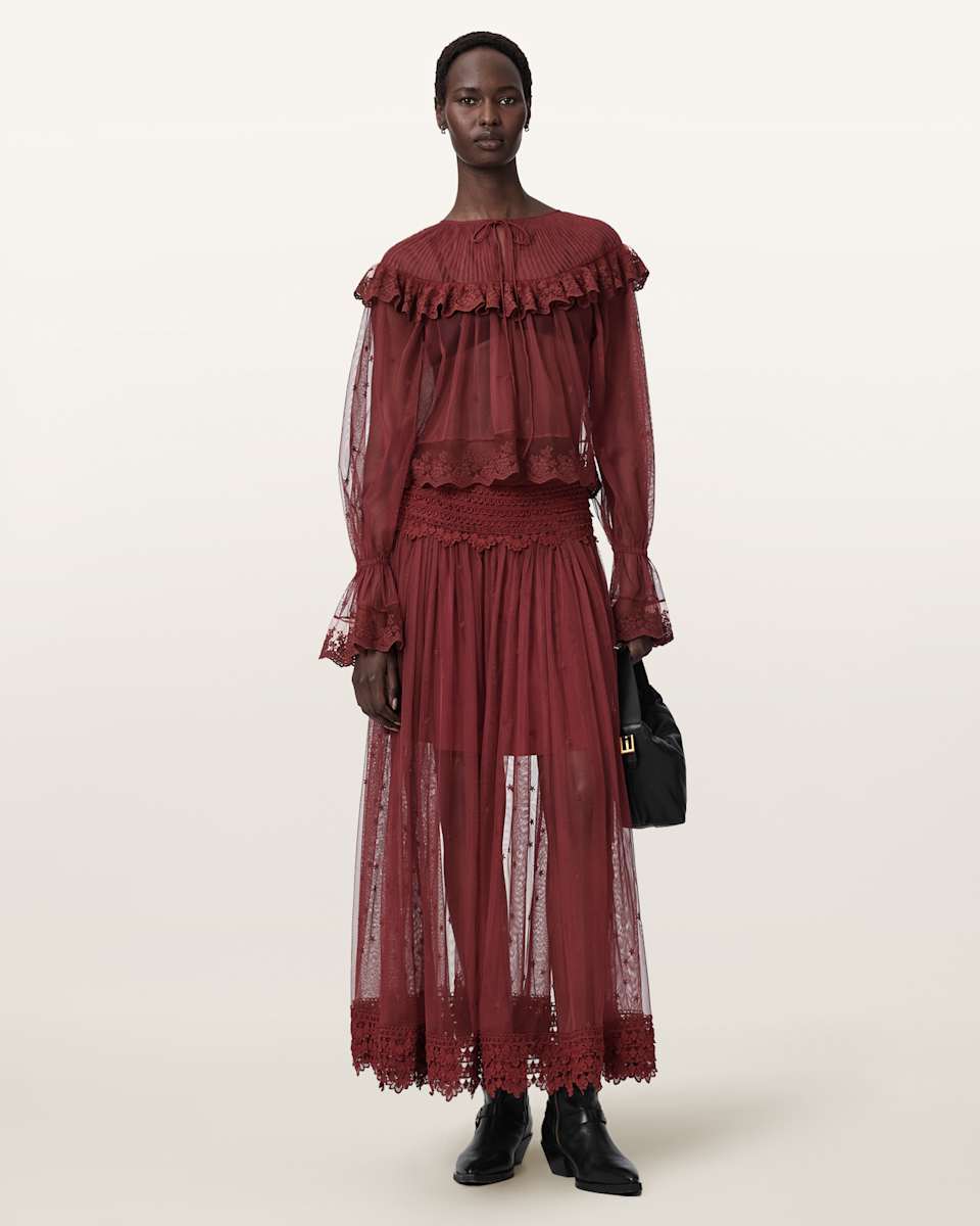 AllSaints Trixie Lace Midi Skirt