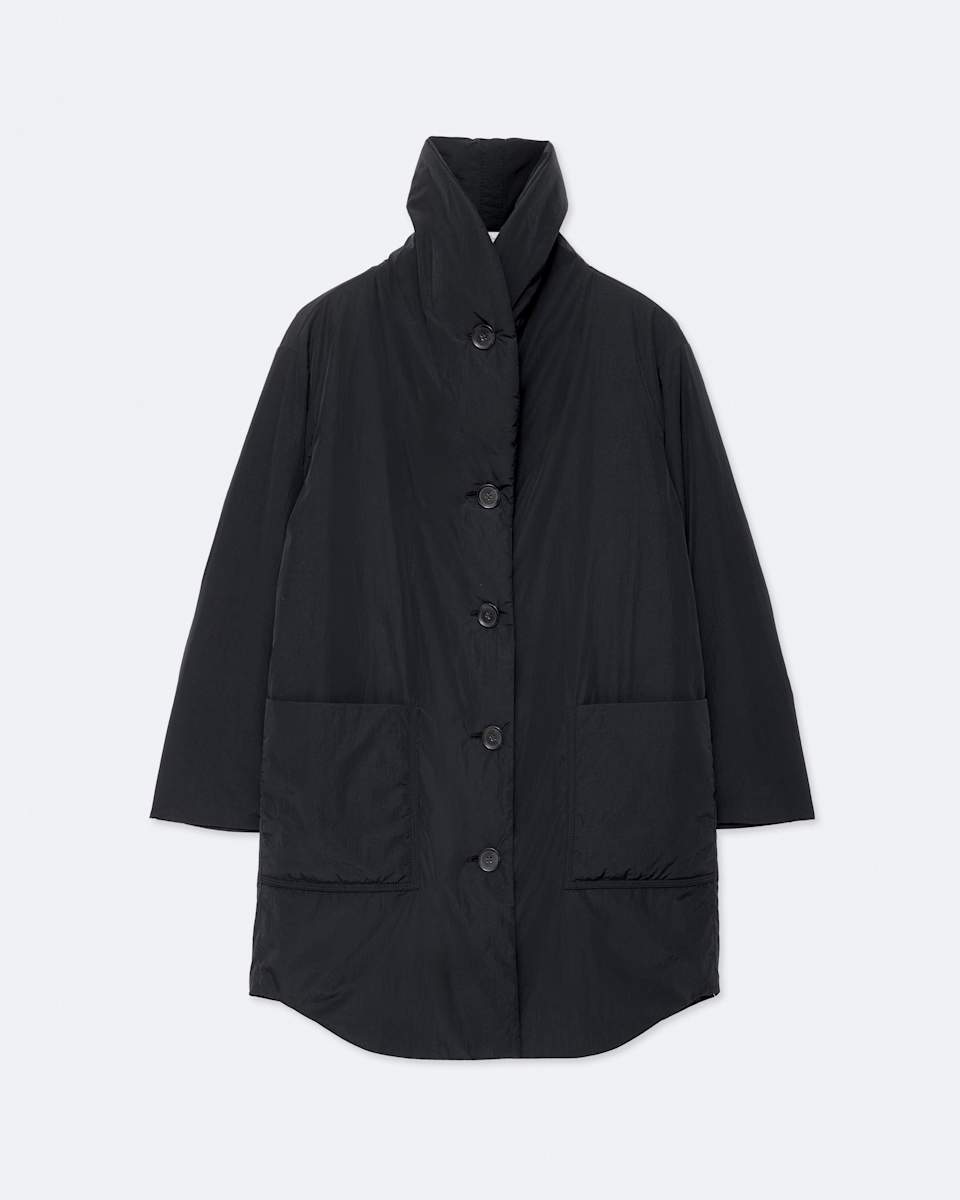 Darcie Nylon Shawl-Collar Cocoon Coat