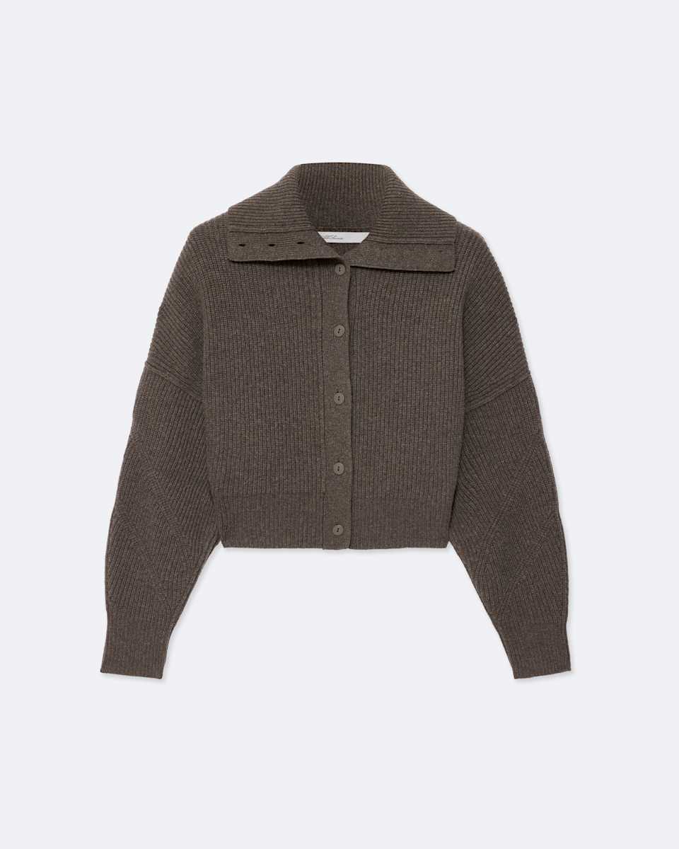 Caron Cropped Merino Wool Cardigan