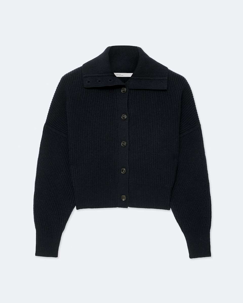 Caron Cropped Merino Wool Cardigan