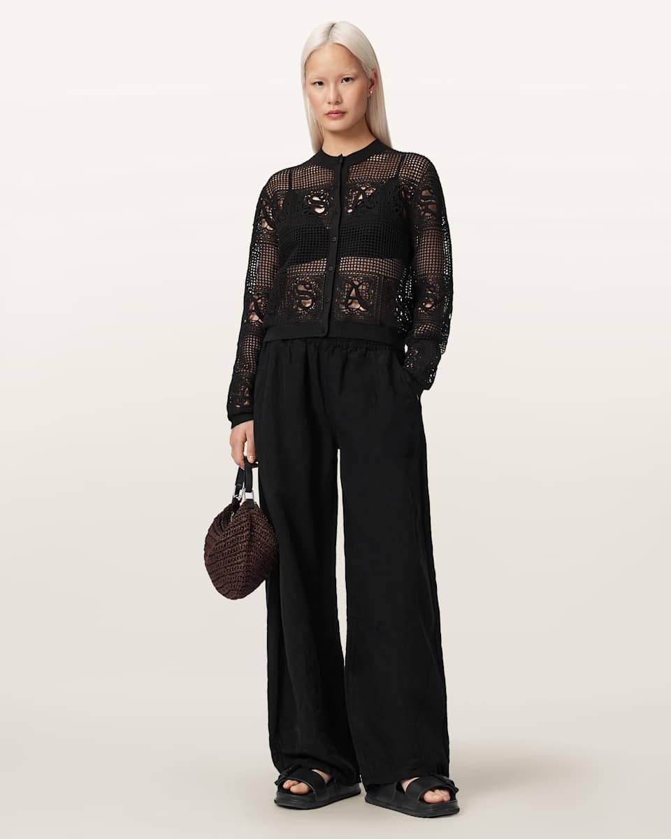 AllSaints Kyra Open Knit Crochet Cardigan