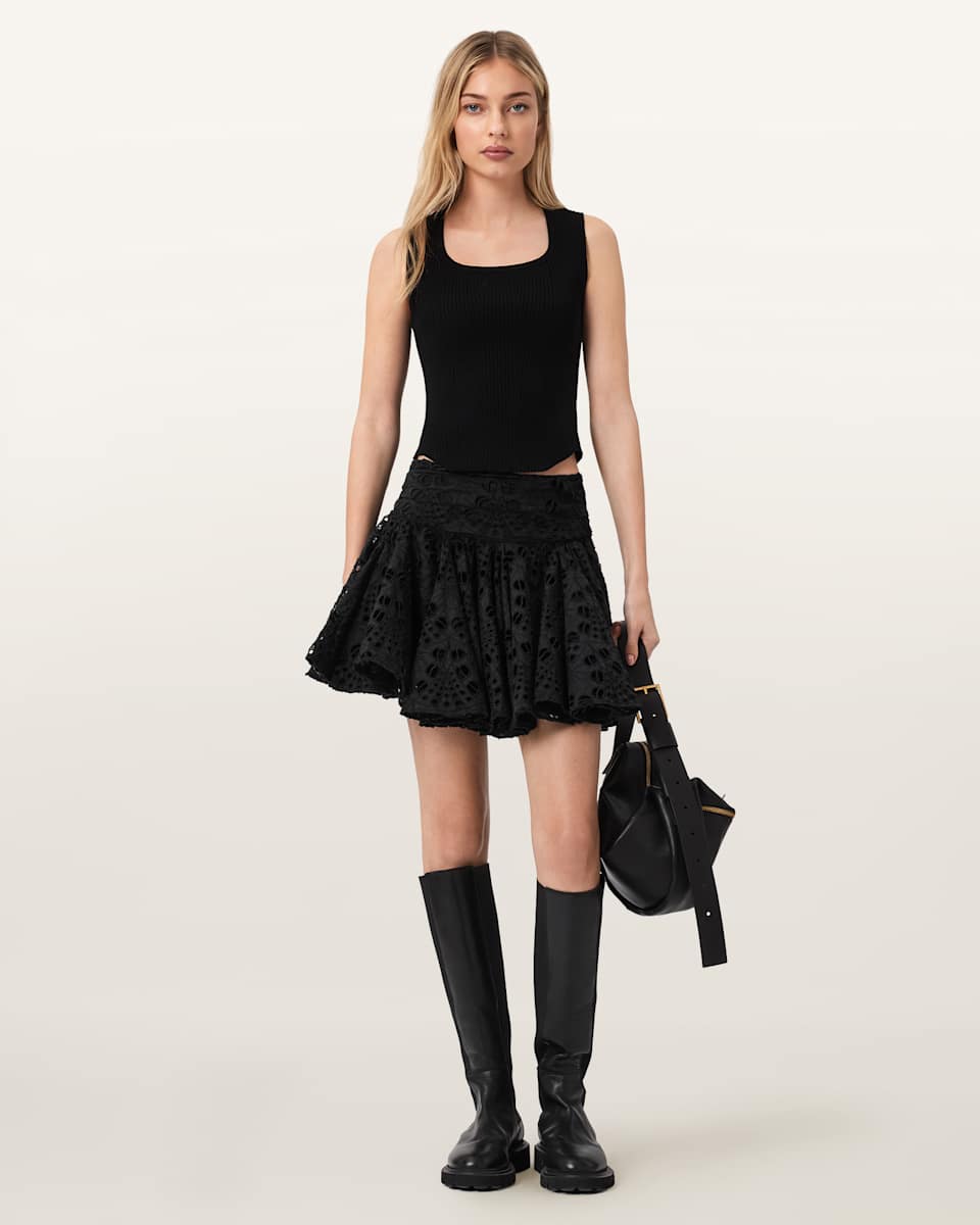 Dotty Broderie Mini Skirt