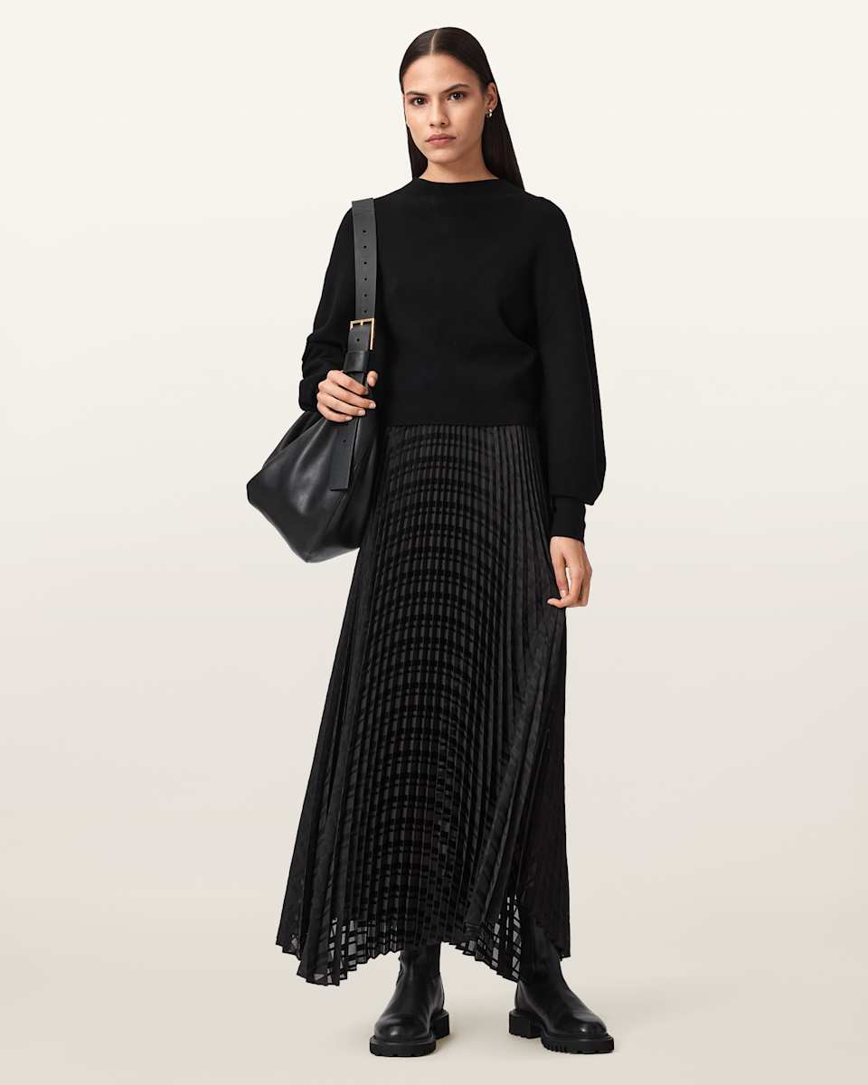 AllSaints Sinead 2-in-1 Pleated Dress