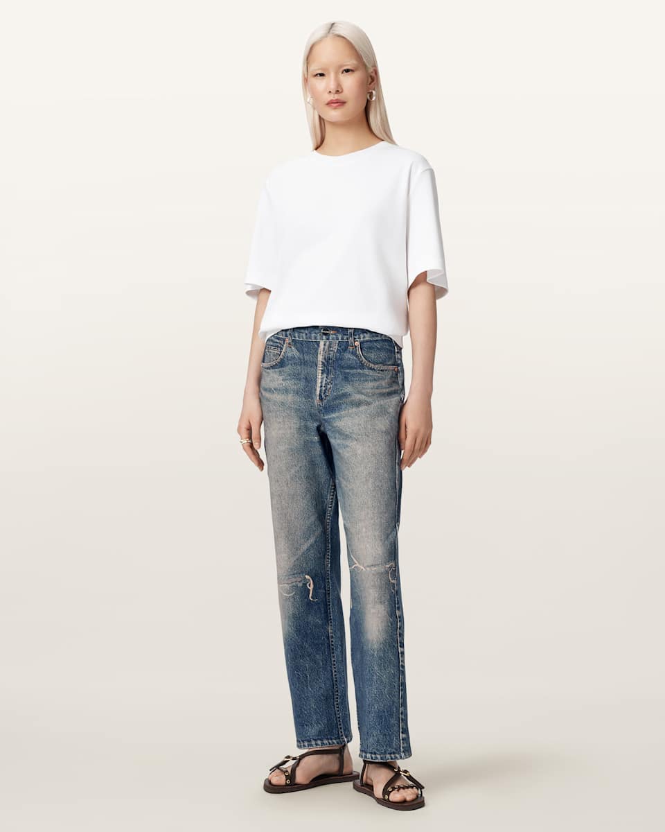 Ida Terry Straight Leg Illusion of Denim Pants
