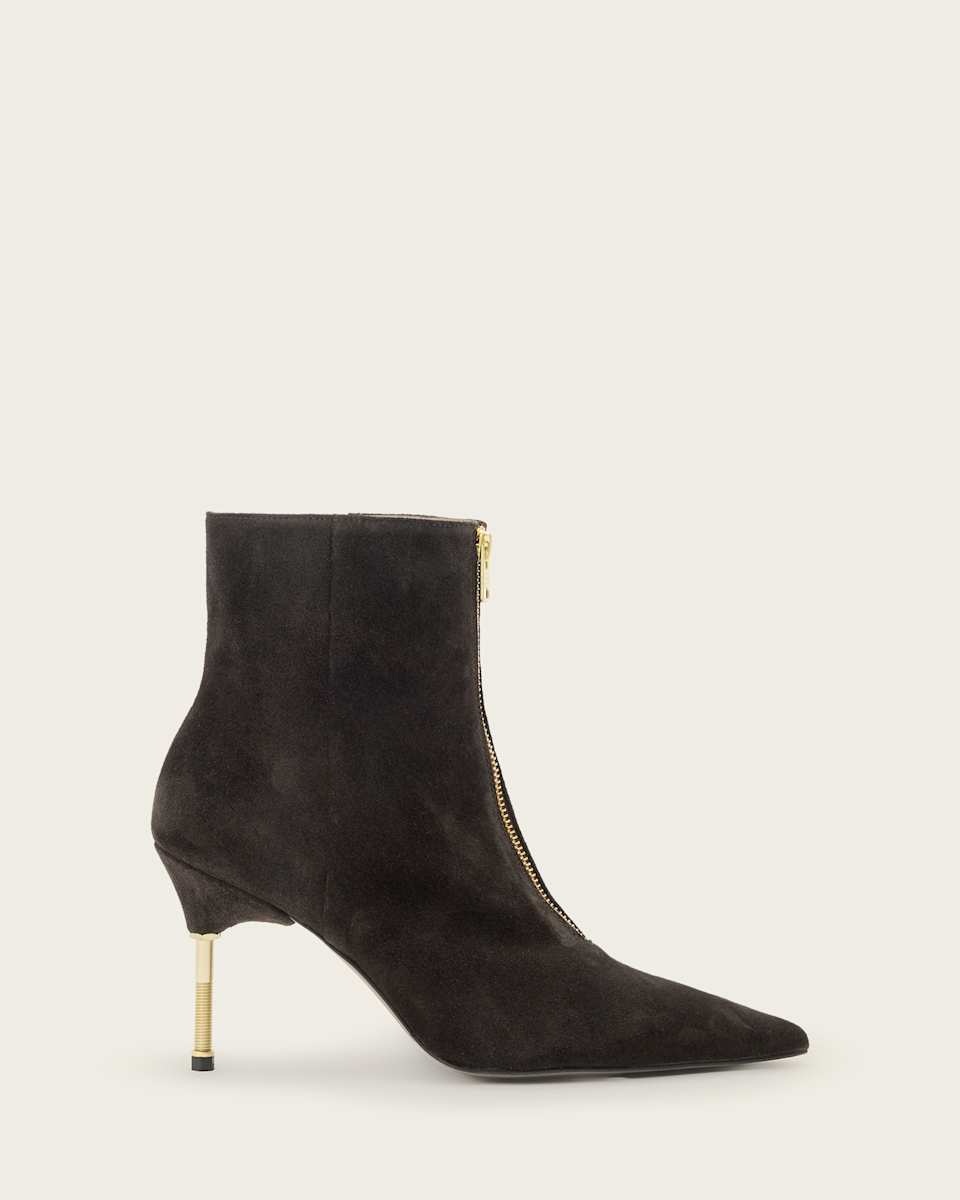 AllSaints Natasha Pointed Zip Up Suede Boots