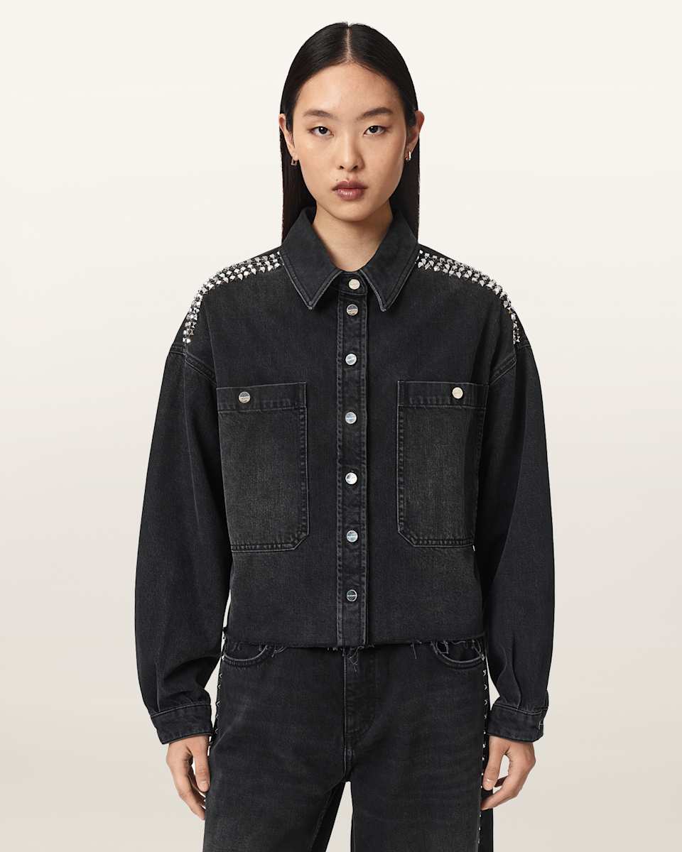 AllSaints Nicky Studded Boxy Denim Jacket