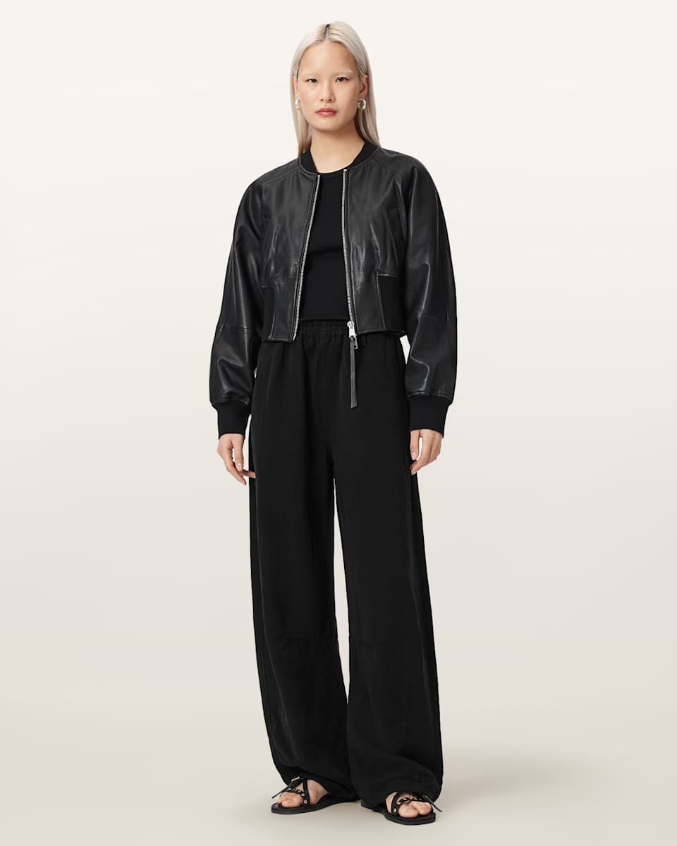 AllSaints Jett Wide Leg Linen Blend Pants