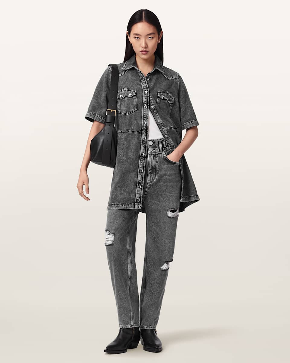 Daisy Tapered Leg Distressed Denim Jeans