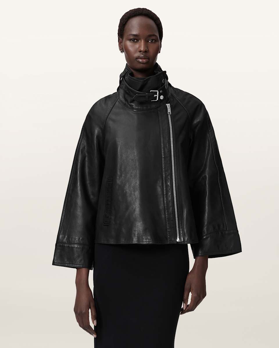 AllSaints Rhodes Relaxed Fit Leather Jacket