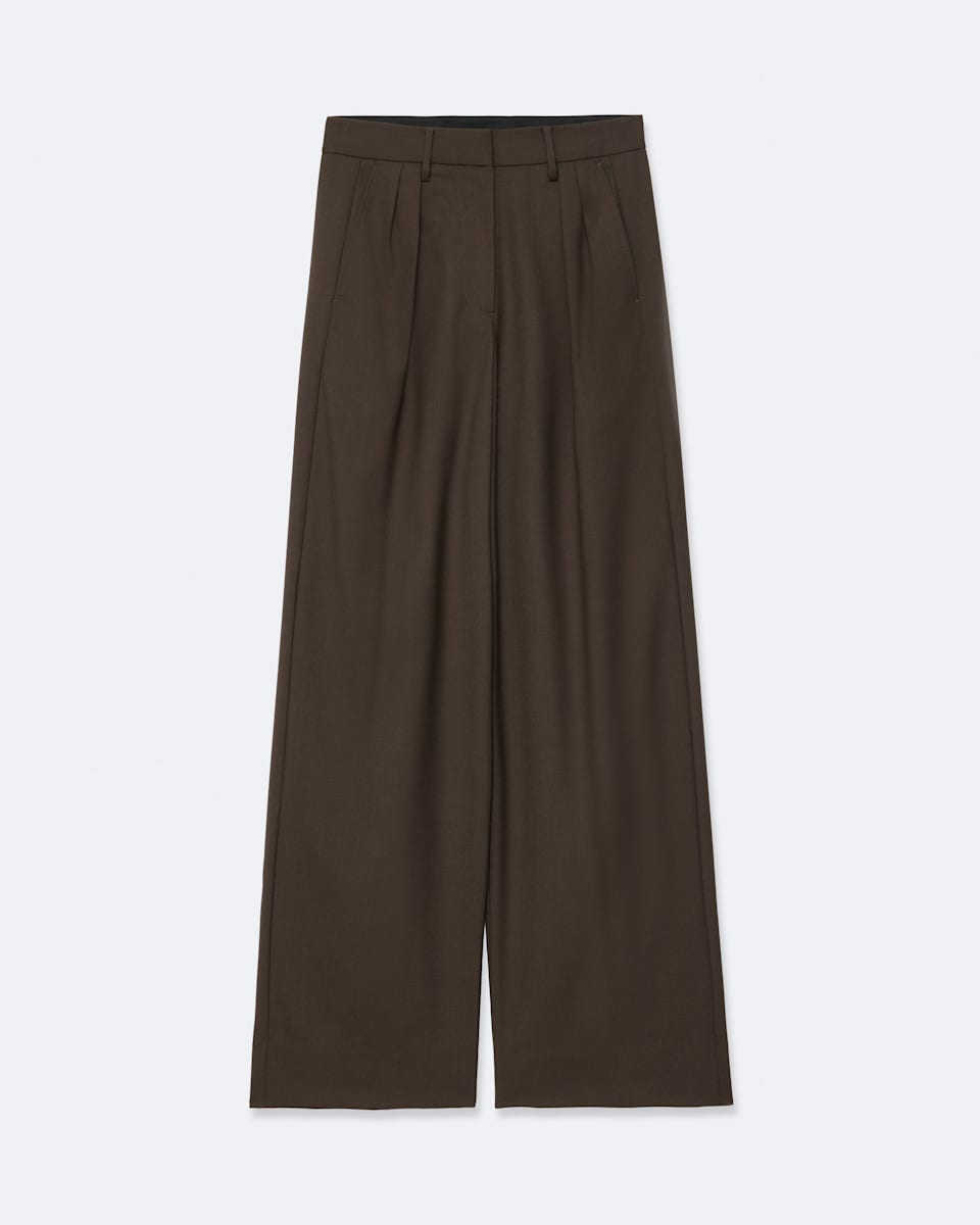 Laura Double-Pleat Relaxed Wool-Blend Pants