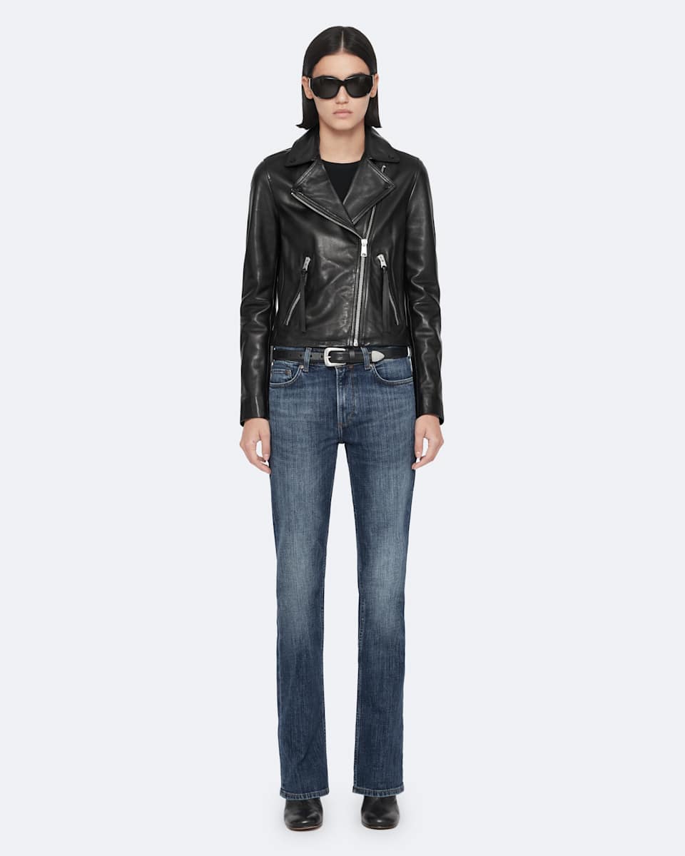 Dalby Slim Fit Leather Biker Jacket