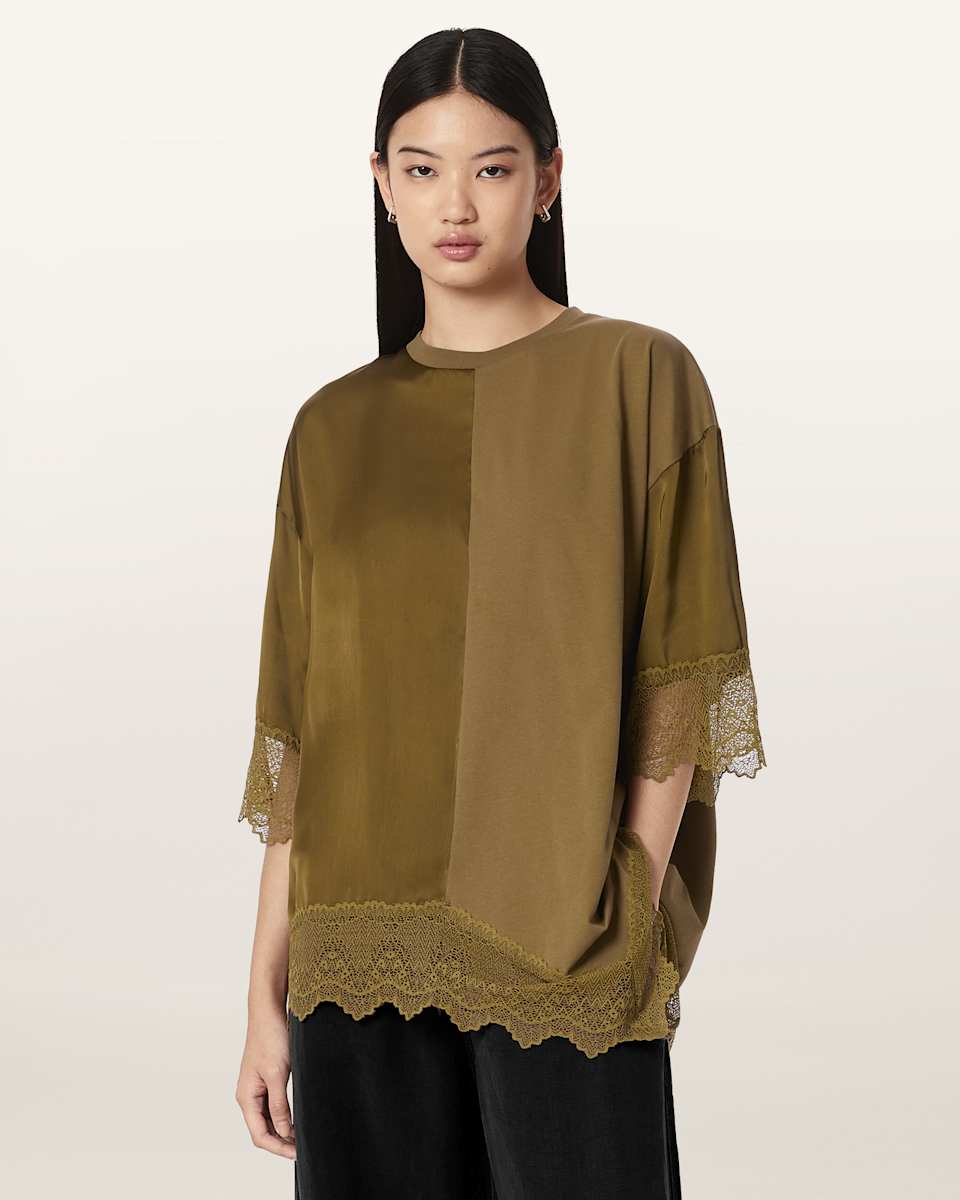 AllSaints Lenny Short Sleeve Lace T-Shirt