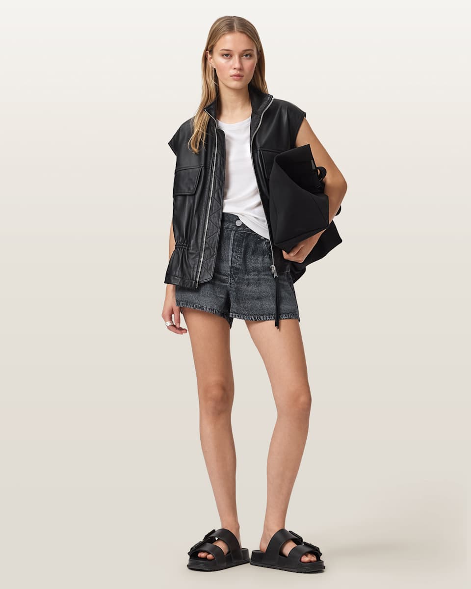Tyler Wide Leg Illusion Of Denim Shorts