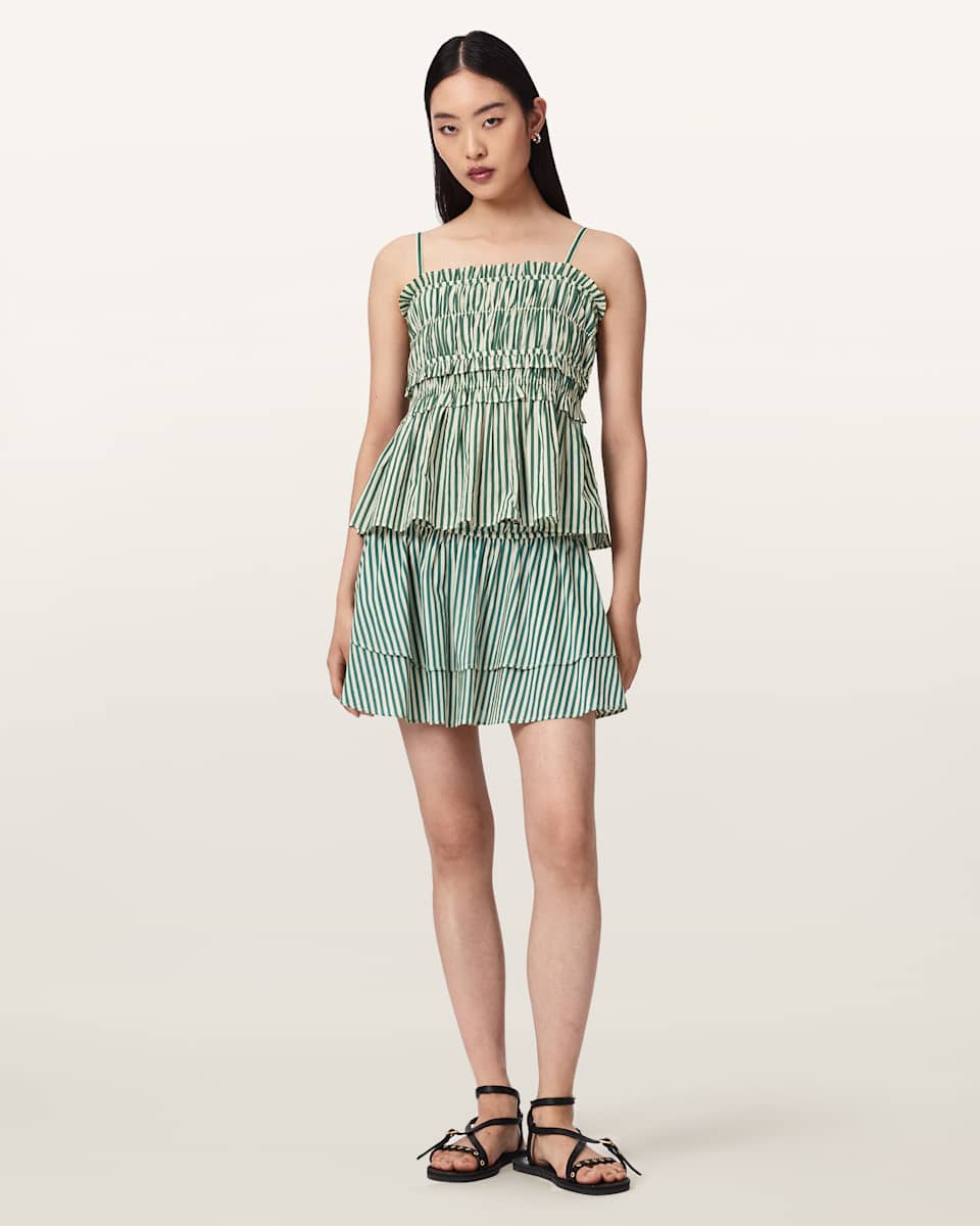 AllSaints Kali Cotton Striped Mini Skirt