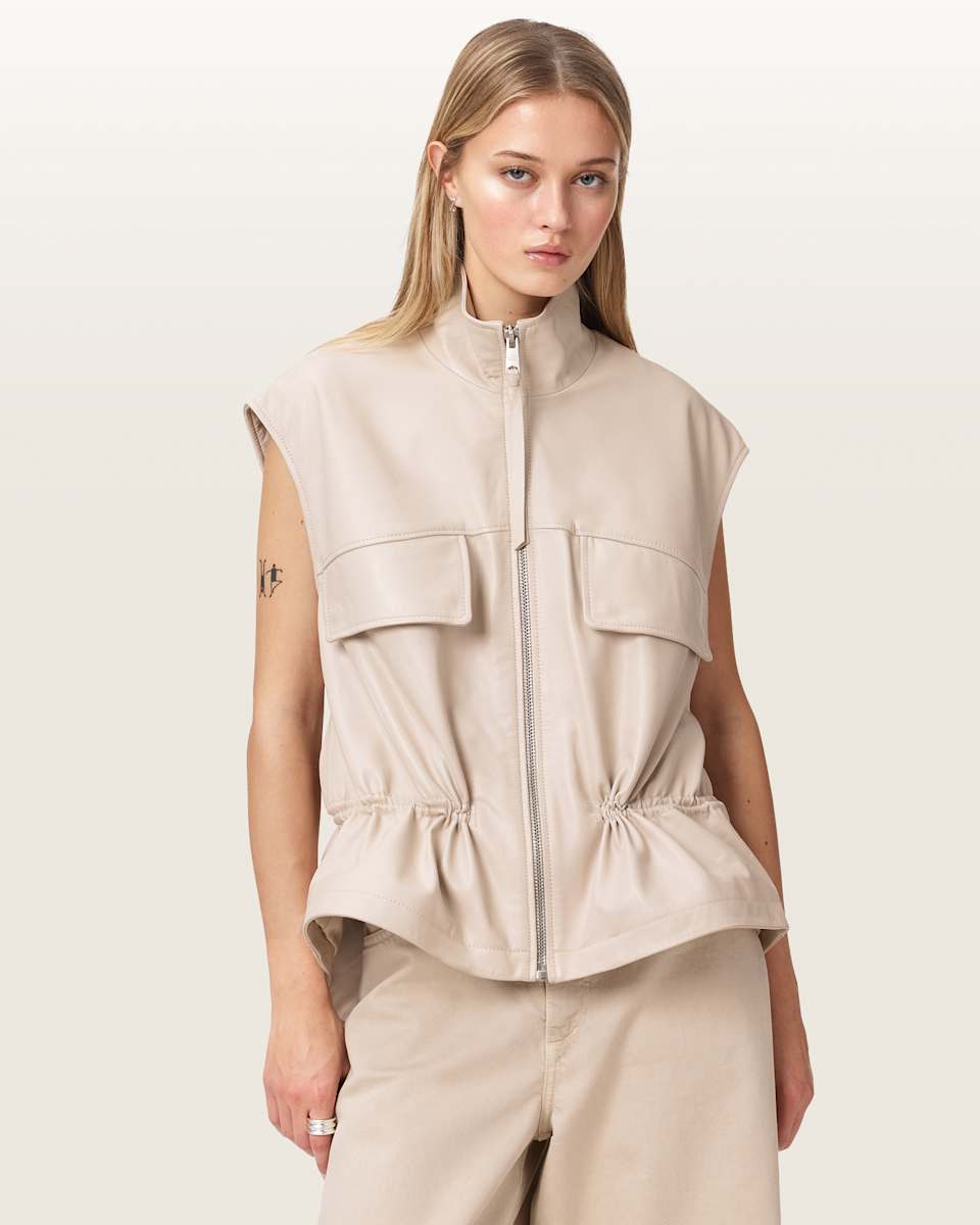 Flor Relaxed Fit Leather Gilet