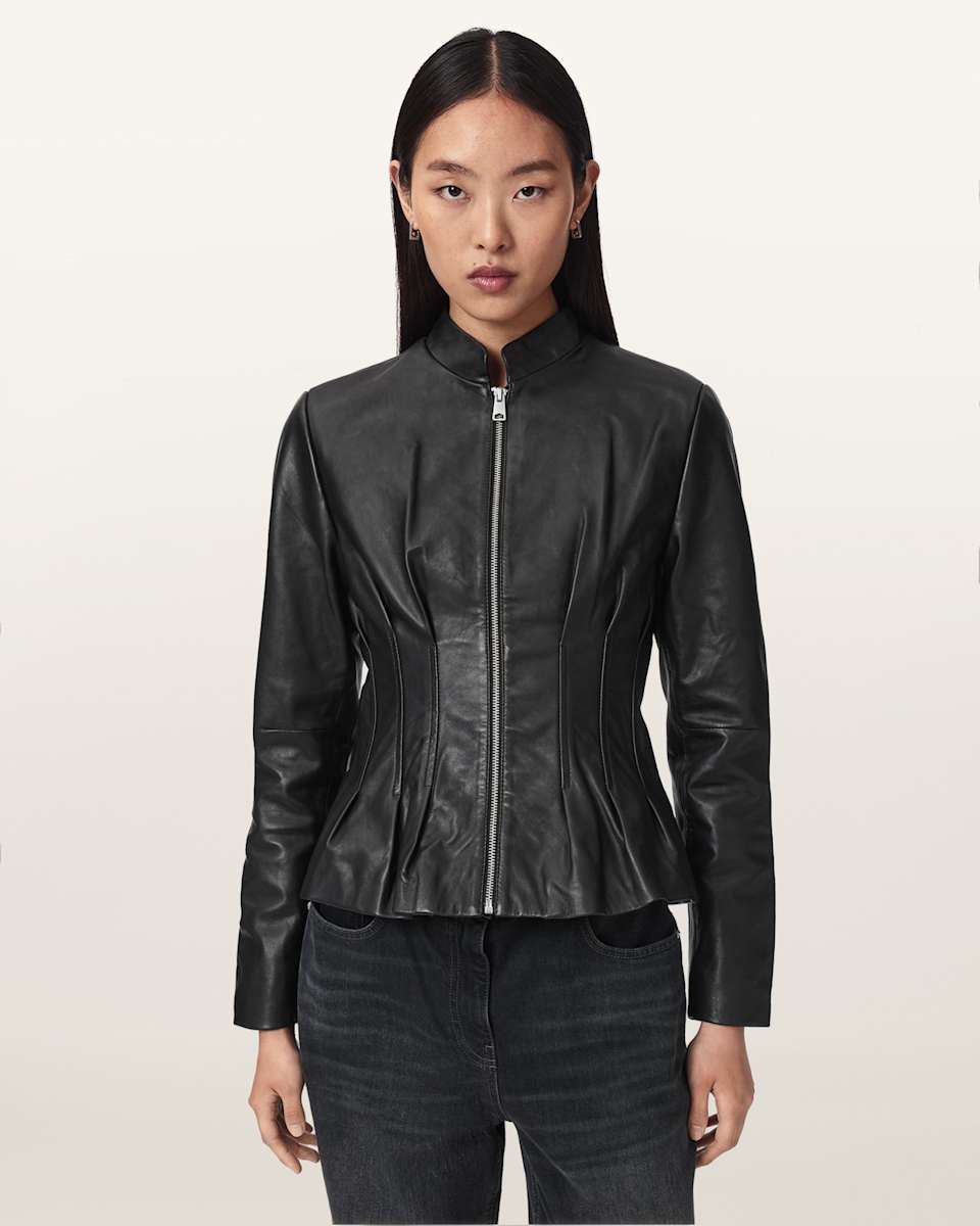 Clo Pleated Leather Jacket