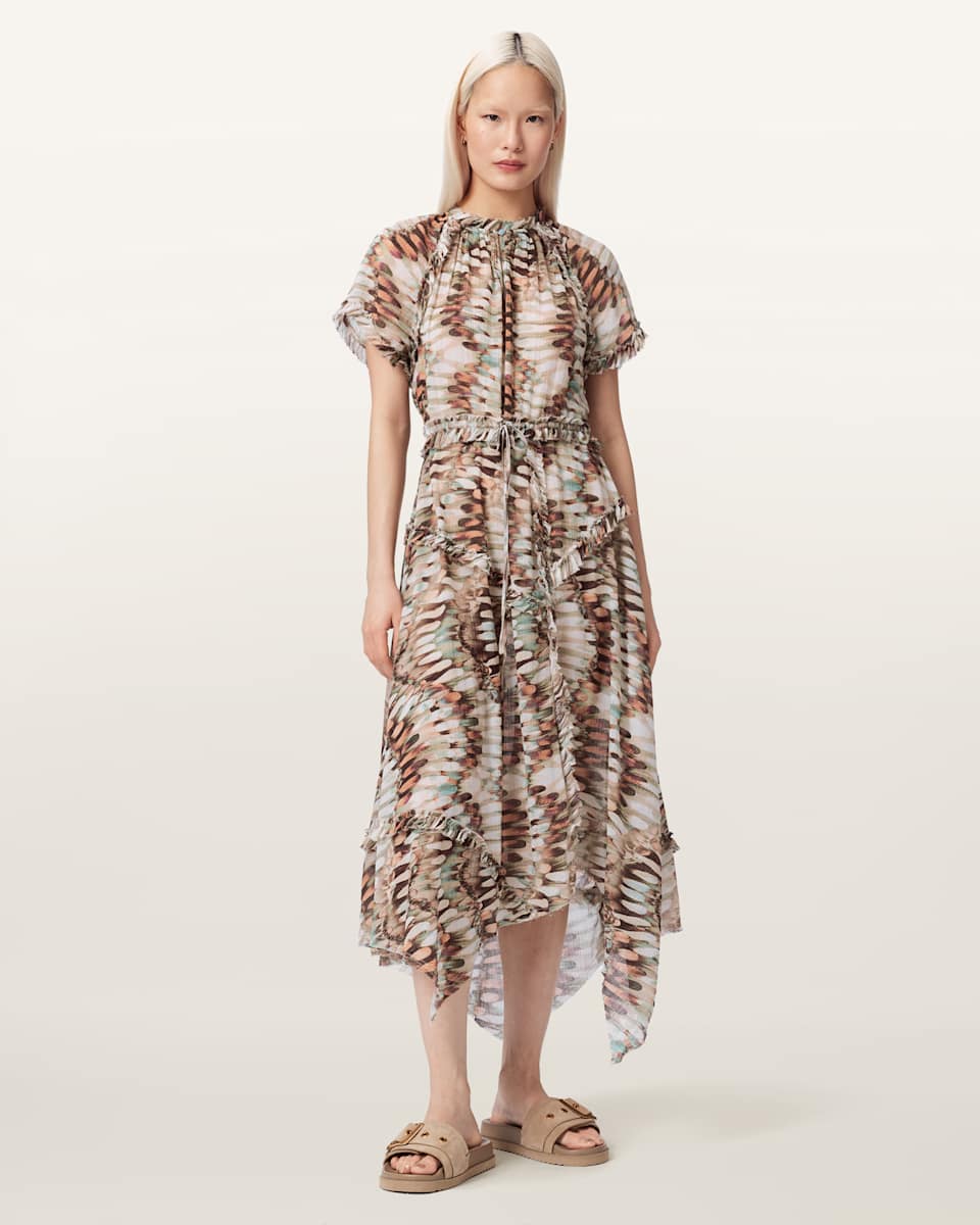 AllSaints Lamaia Asymmetric Midi Dress