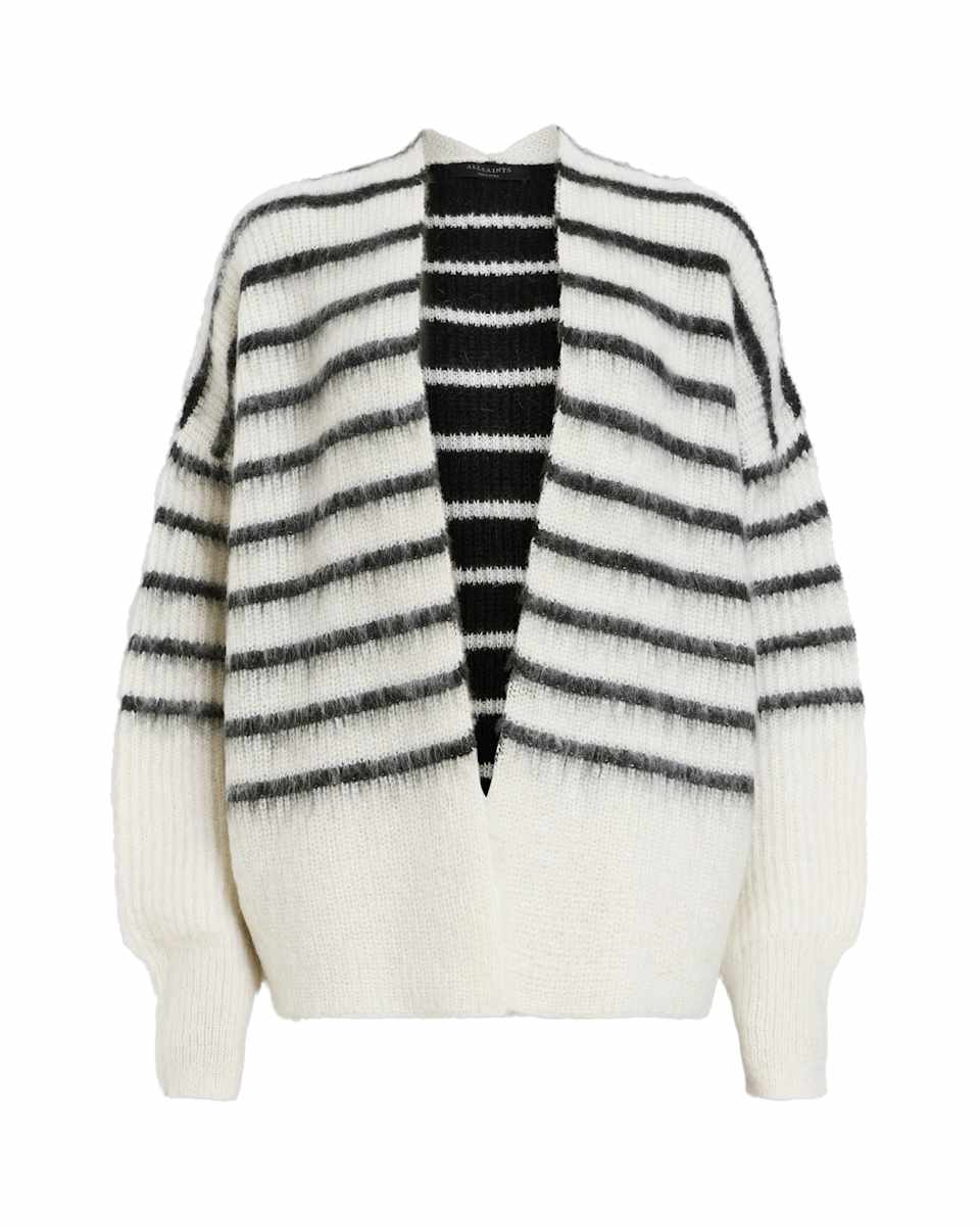 AllSaints Riga Striped Wool Blend Cardigan