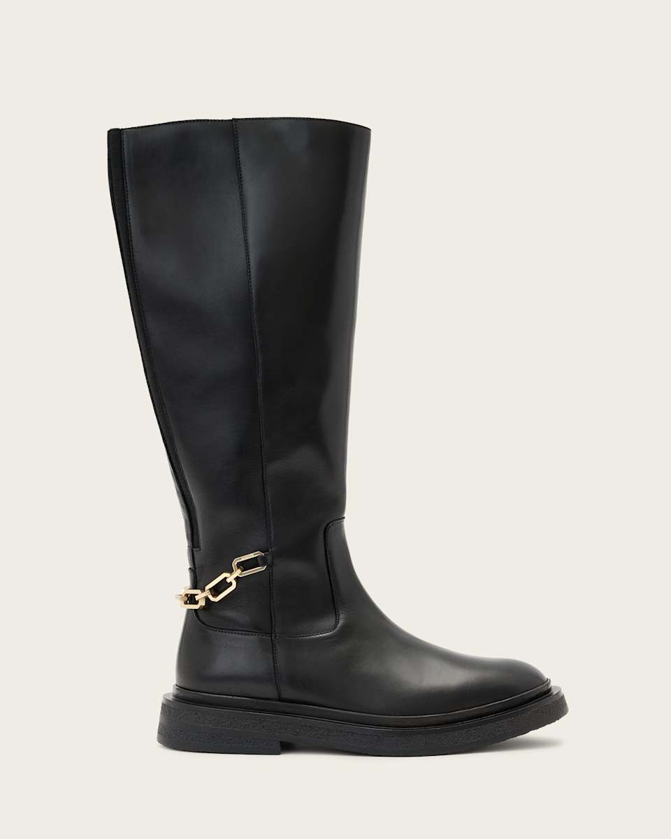 AllSaints Escher Chain Leather Rider Boots