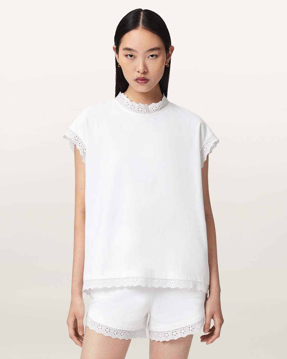 AllSaints Lele Lace Trim Cotton Tank Top
