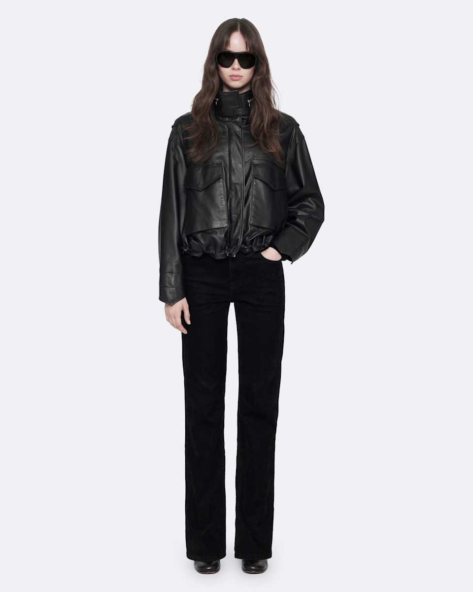 Clay Cropped Leather Jacket