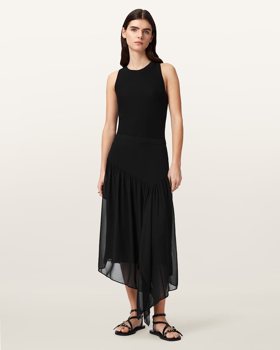 AllSaints Cyra Asymmetric Maxi Skirt