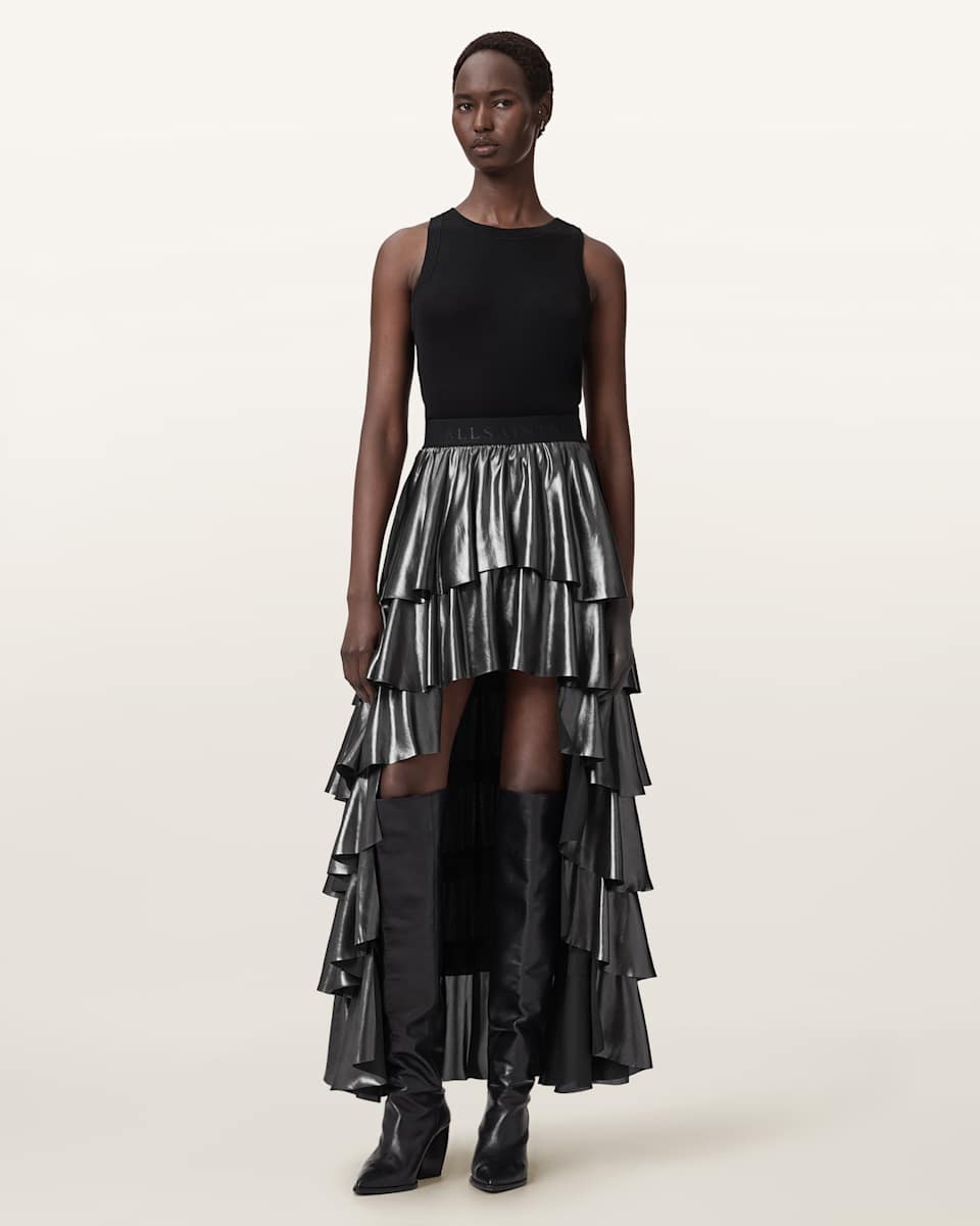 Cavarly Metallic Maxi Skirt