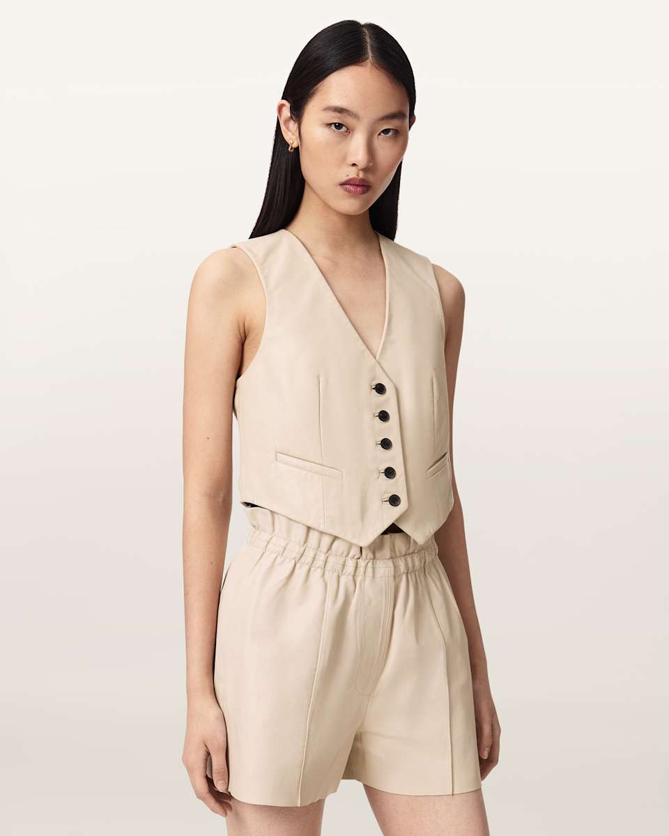 AllSaints Arla Sleeveless Leather Vest