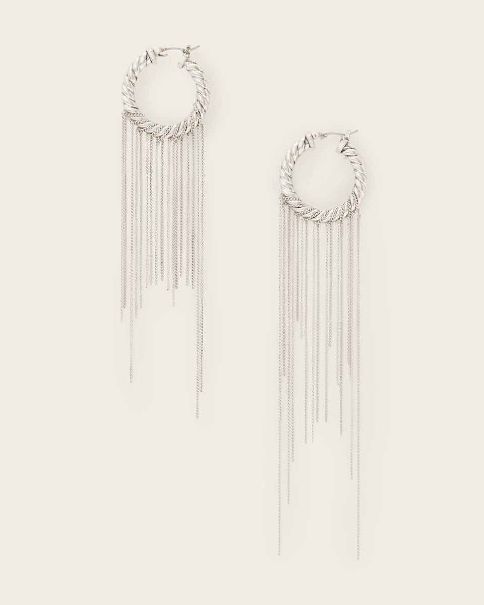 Nia Drop Chain Hoop Earrings