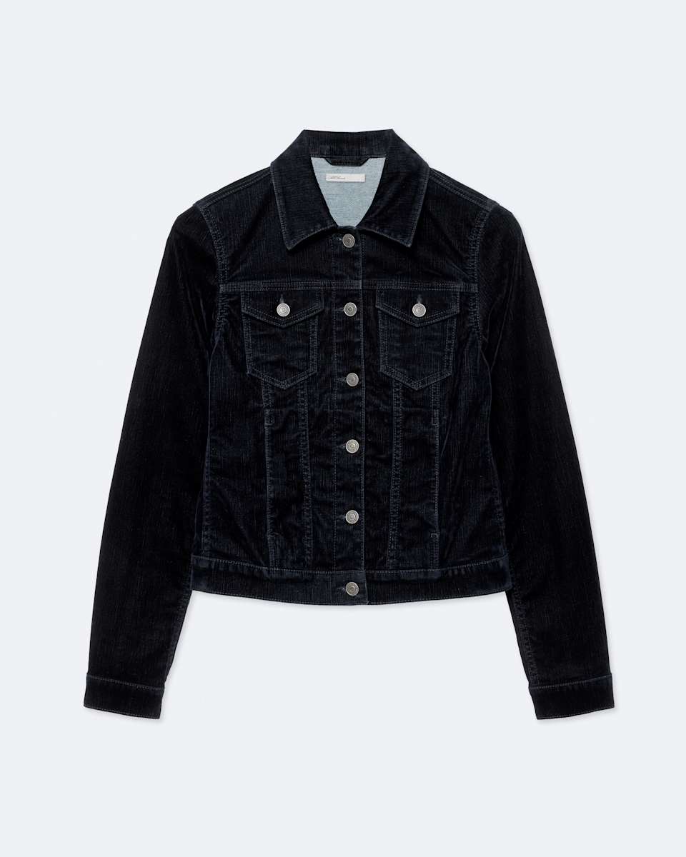 Fitted Flocked Denim Trucker Jacket