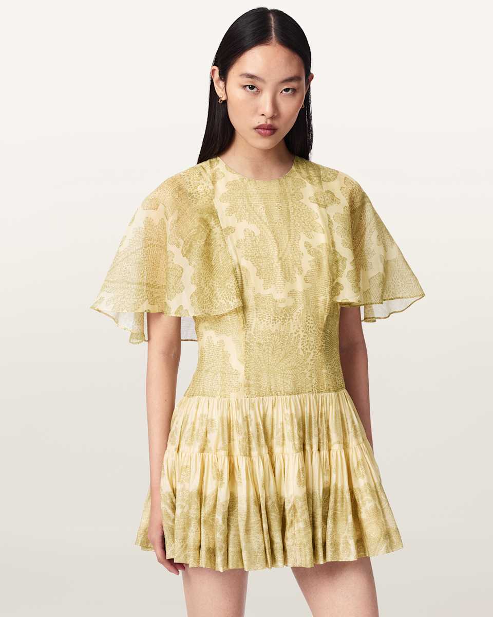 AllSaints Yanna Slim Fit Tiered Mini Dress