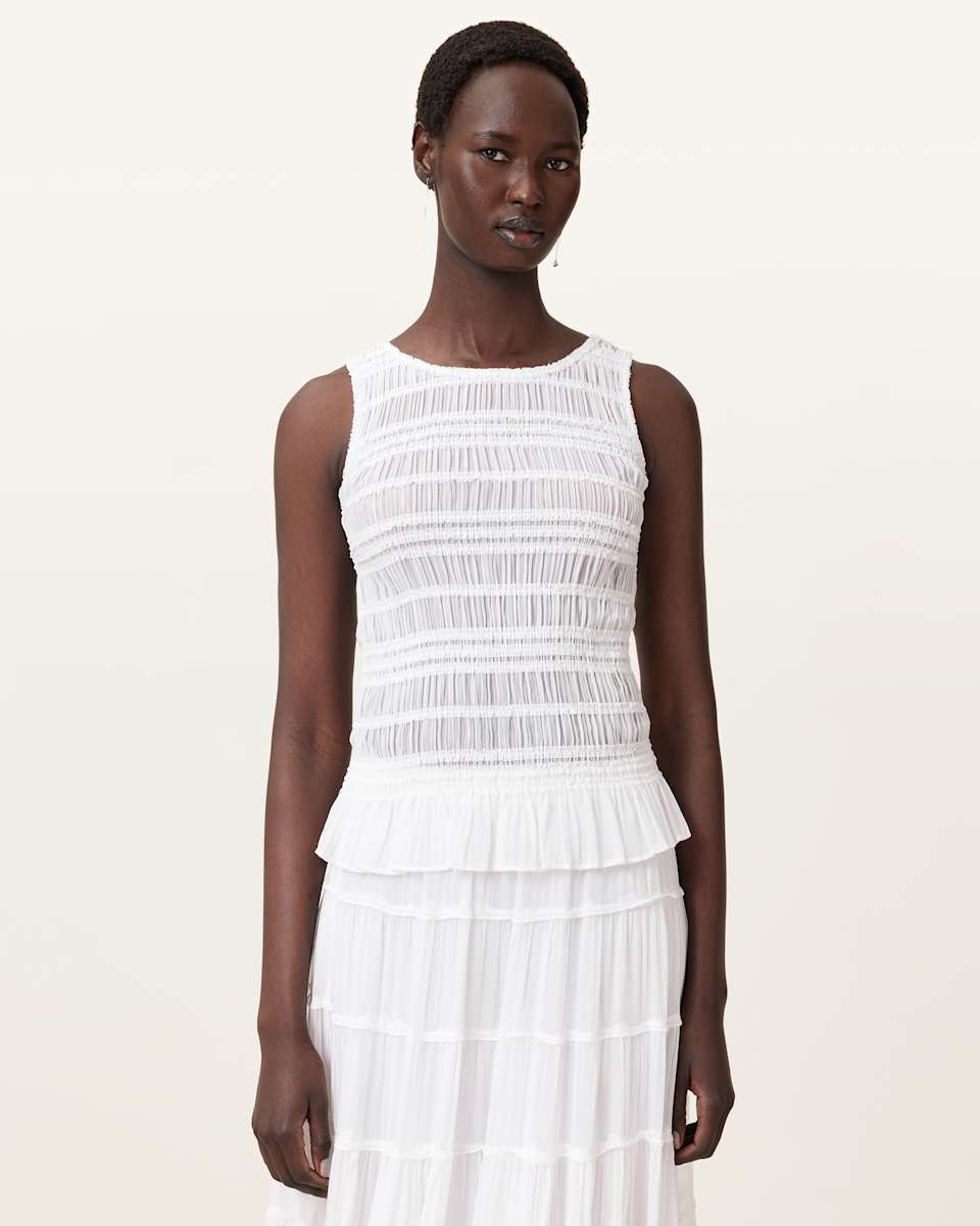 Marion Shirred Sleeveless Top