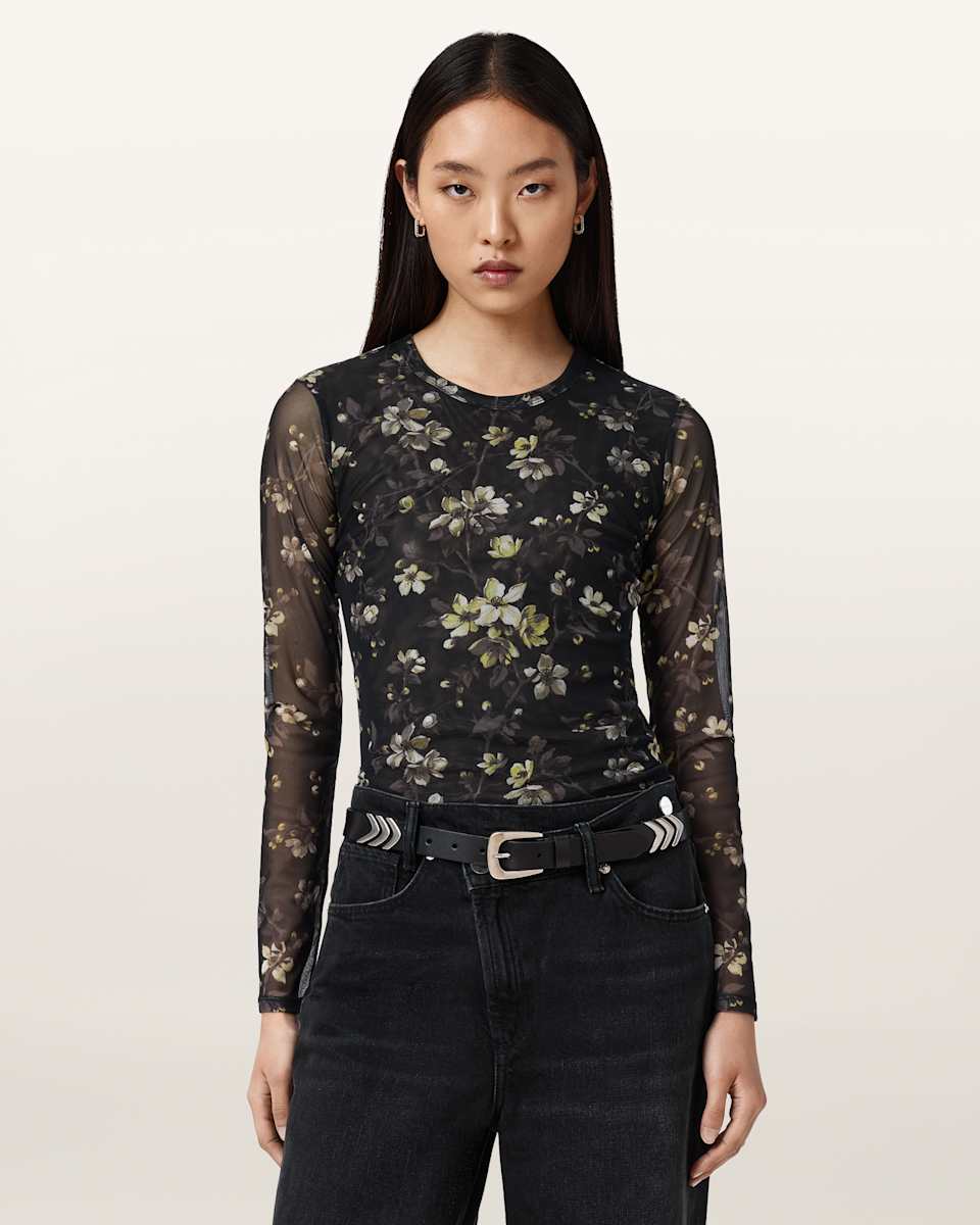 AllSaints Ellie Mesh Long Sleeve T-Shirt