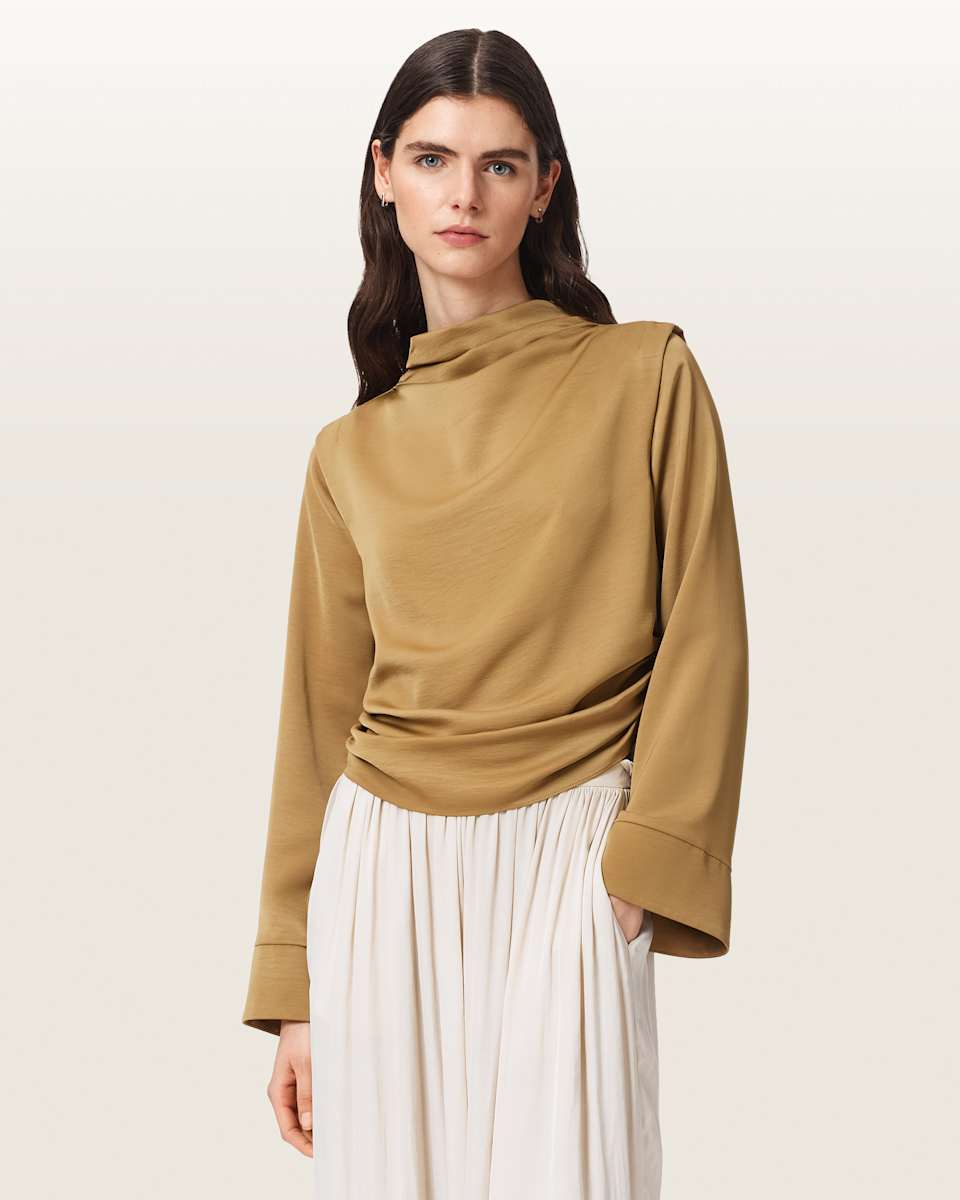 AllSaints Leslie Cowl Neck Relaxed Top