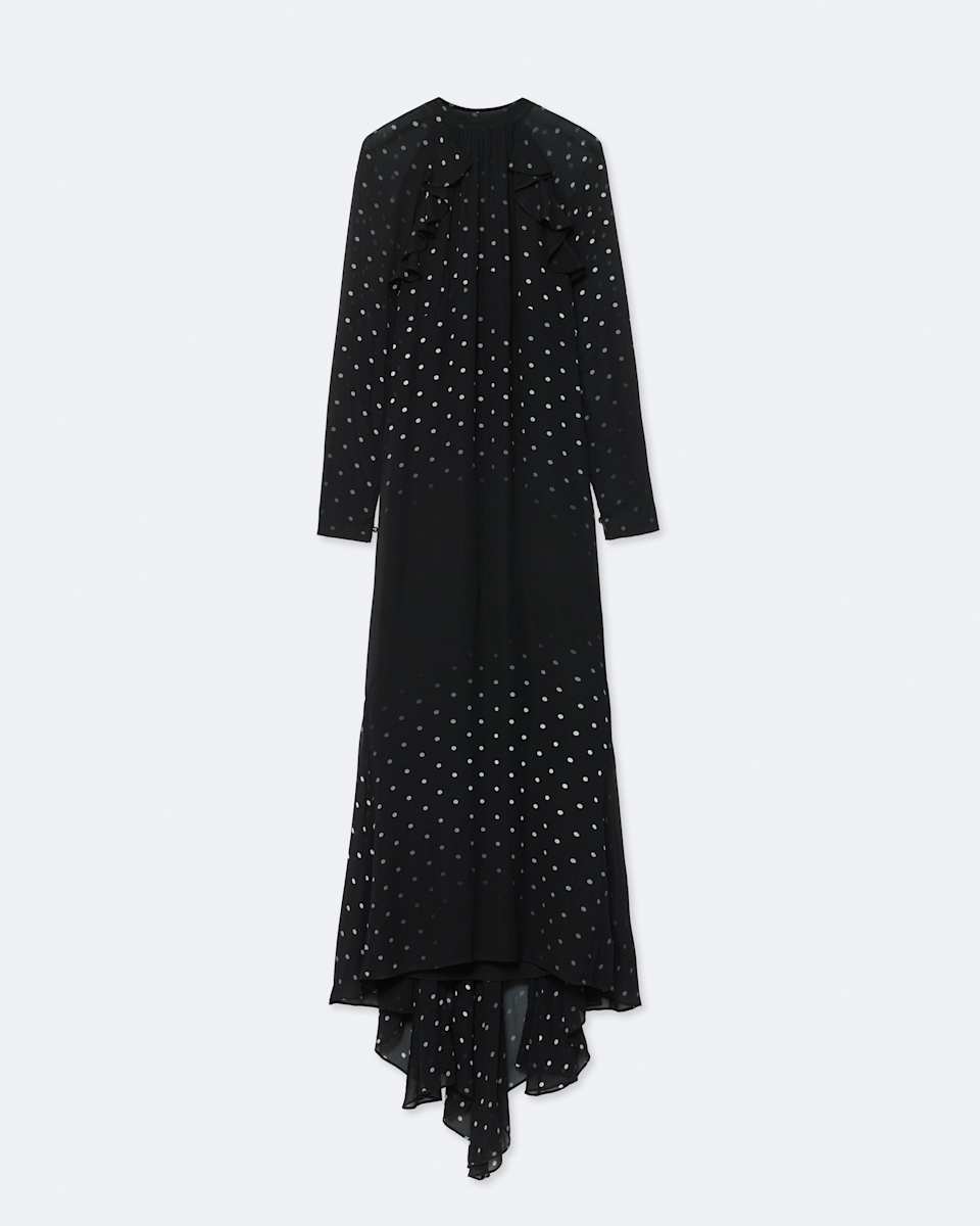 AllSaints Clarisse Polka-Dot Silk Maxi Dress