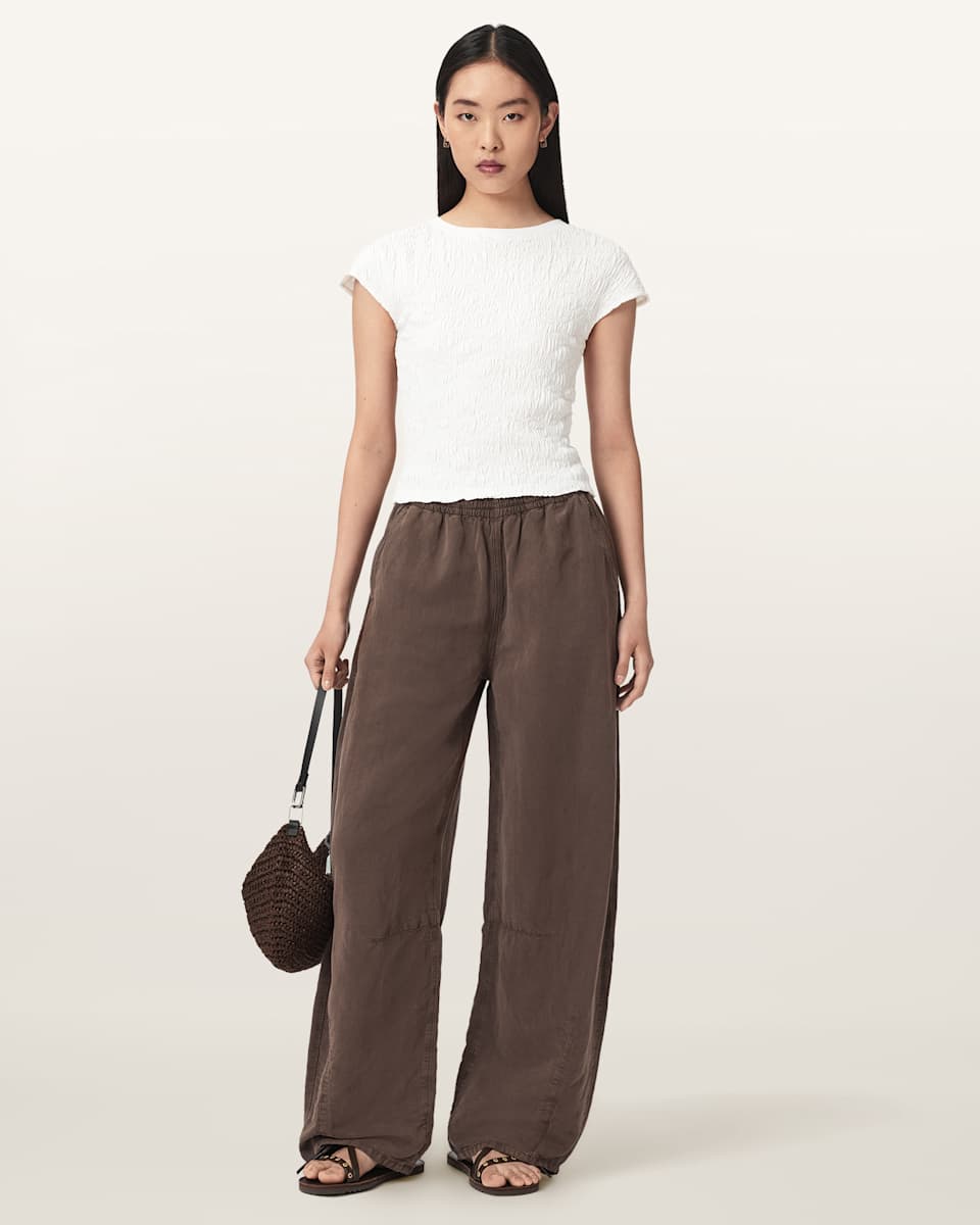 AllSaints Luna Crinkle Cotton Slim Fit T-Shirt
