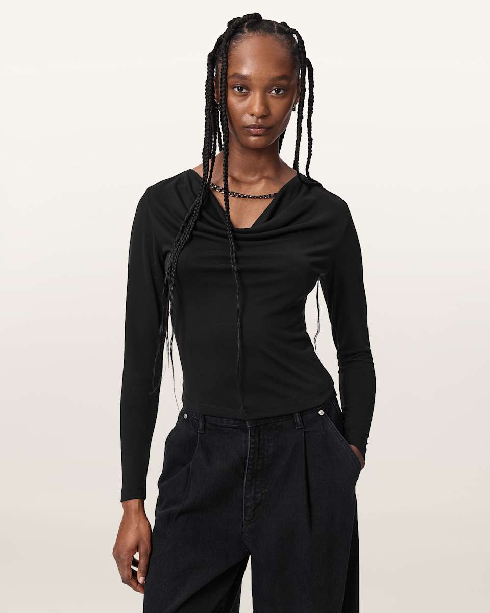 AllSaints Hallie Cowl Neck Slim Fit Top